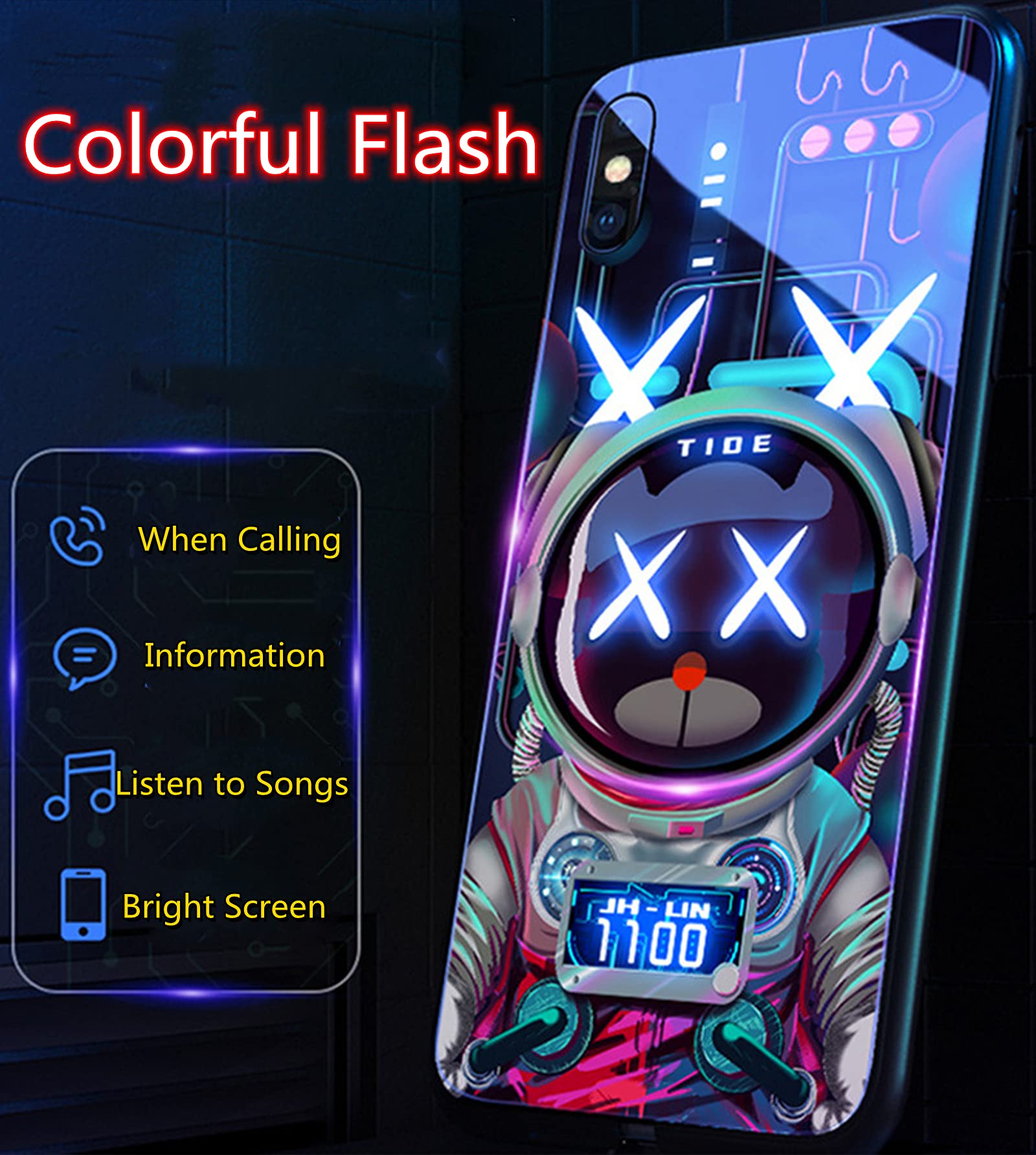 Premium 5.8-inch iPhone 11 Pro Case - Colorful Luminous Tempered Glass Protective Cover with Voice Control & Call Flash | Trendy Unisex Design for Women & Men | Perfect for Daily Use, Night Outings & Gift Giving