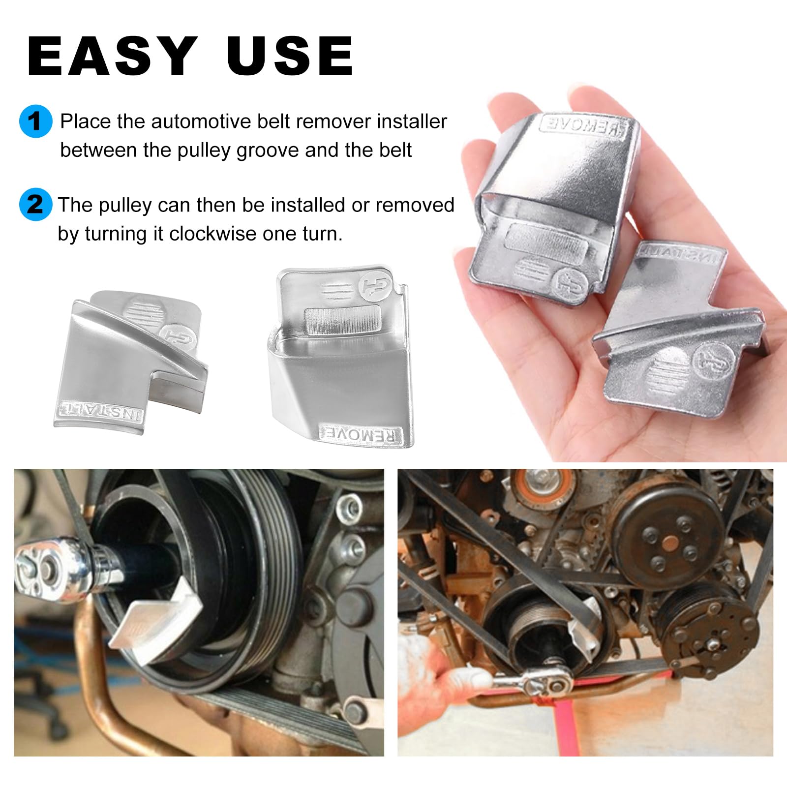 2 PCS Universal Stretch Belt Mate Kit - Car & Truck Belt Remover & Installer Tool Set - Compatible with Trolleys, Carts & Vehicles - Perfect for DIY Auto Repairs & Maintenance