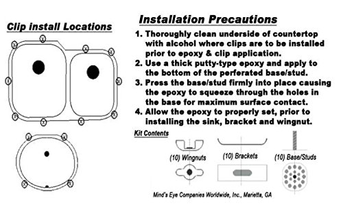 Epoxy Sink Clips 10 Pack - Undermount Kitchen Sink Installation for Secure Fit