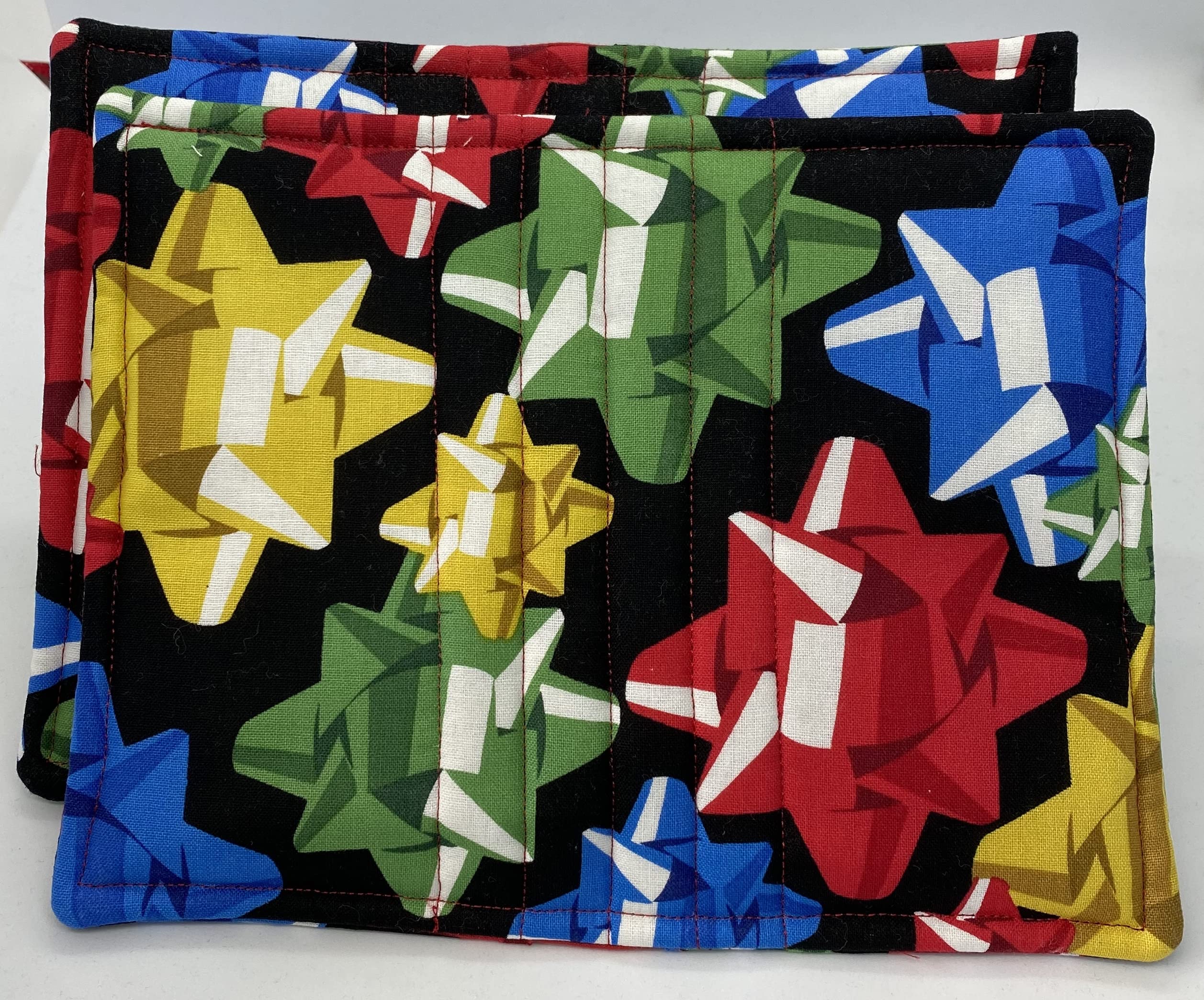 Set of 2 Christmas Bows Pocketed Potholders - Handmade in USA | Holiday Kitchen Accessories for Baking & Cooking Gifts