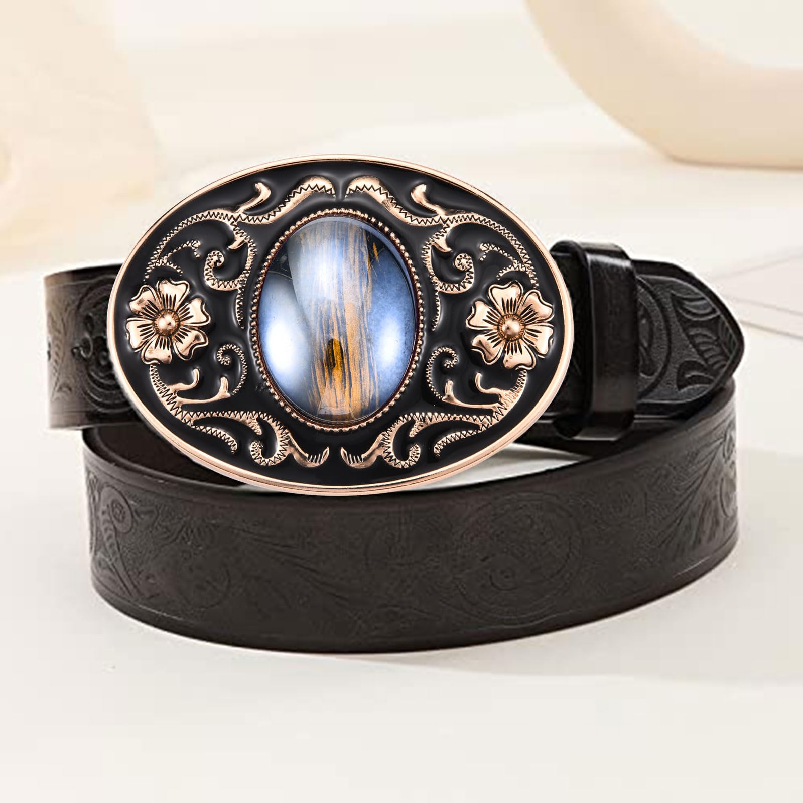 Western Floral Belt Buckle for Women & Men - Rodeo Style Cowboy Belt Accessory | Perfect for Christmas, Halloween, Birthday Gifts & Western Fashion Outfits