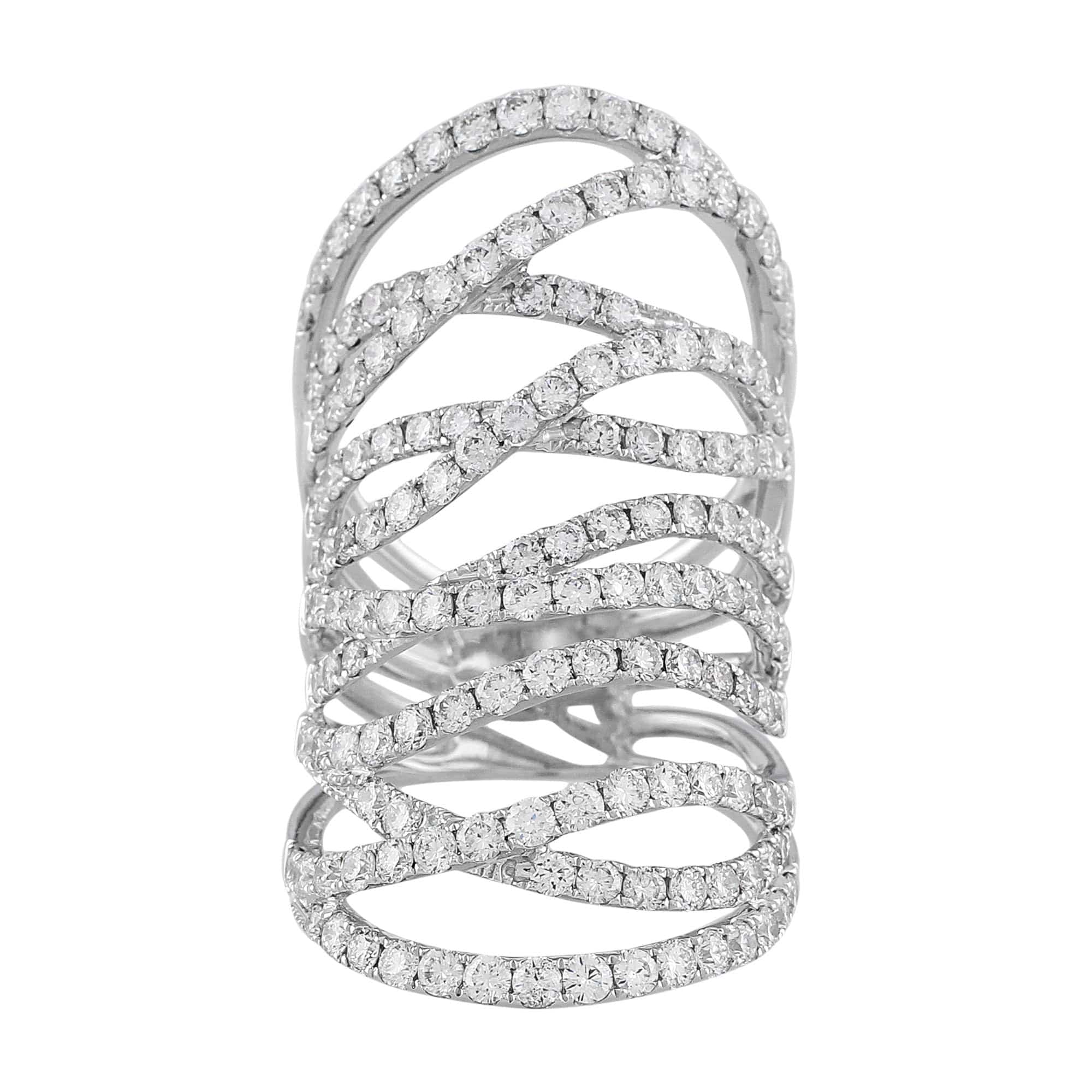 18K White Gold 4.03ctw Diamond Wide Lace Ring for Women - Elegant Wedding, Engagement & Anniversary Jewelry Gift - Perfect for Bridal, Evening Wear & Special Occasions