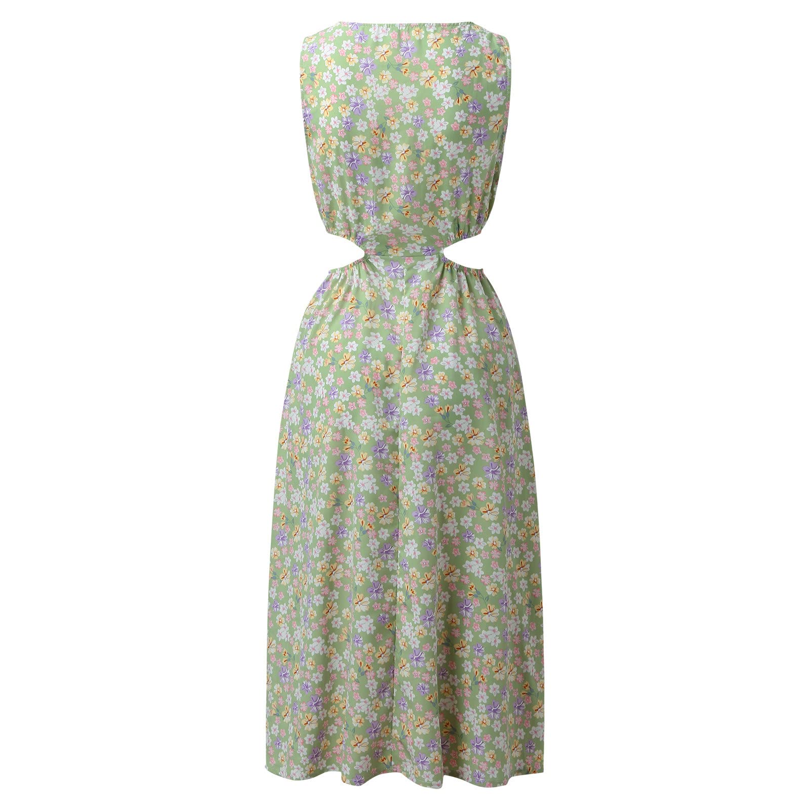 GTMANG Women's Floral Printed Bohemian Casual Dress - Elegant Round Neck Sexy Summer Dress for Beach, Vacation, and Party Wear