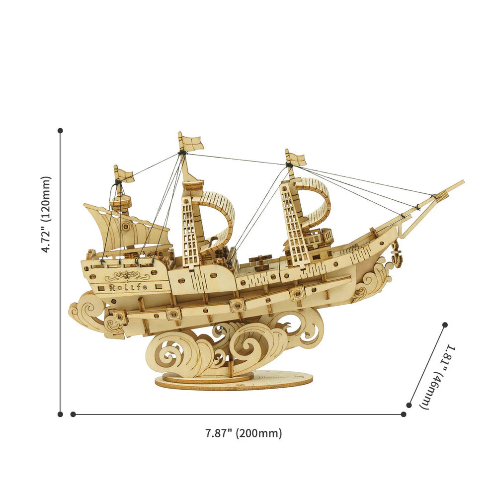 ROBOTIME 3D Wooden Sailing Ship Model Kit - DIY Wooden Boat Building Kit for Adults & Teens - Perfect for Home Decoration, Gift, and Relaxation (Great for Birthday, Christmas, and Stress Relief)