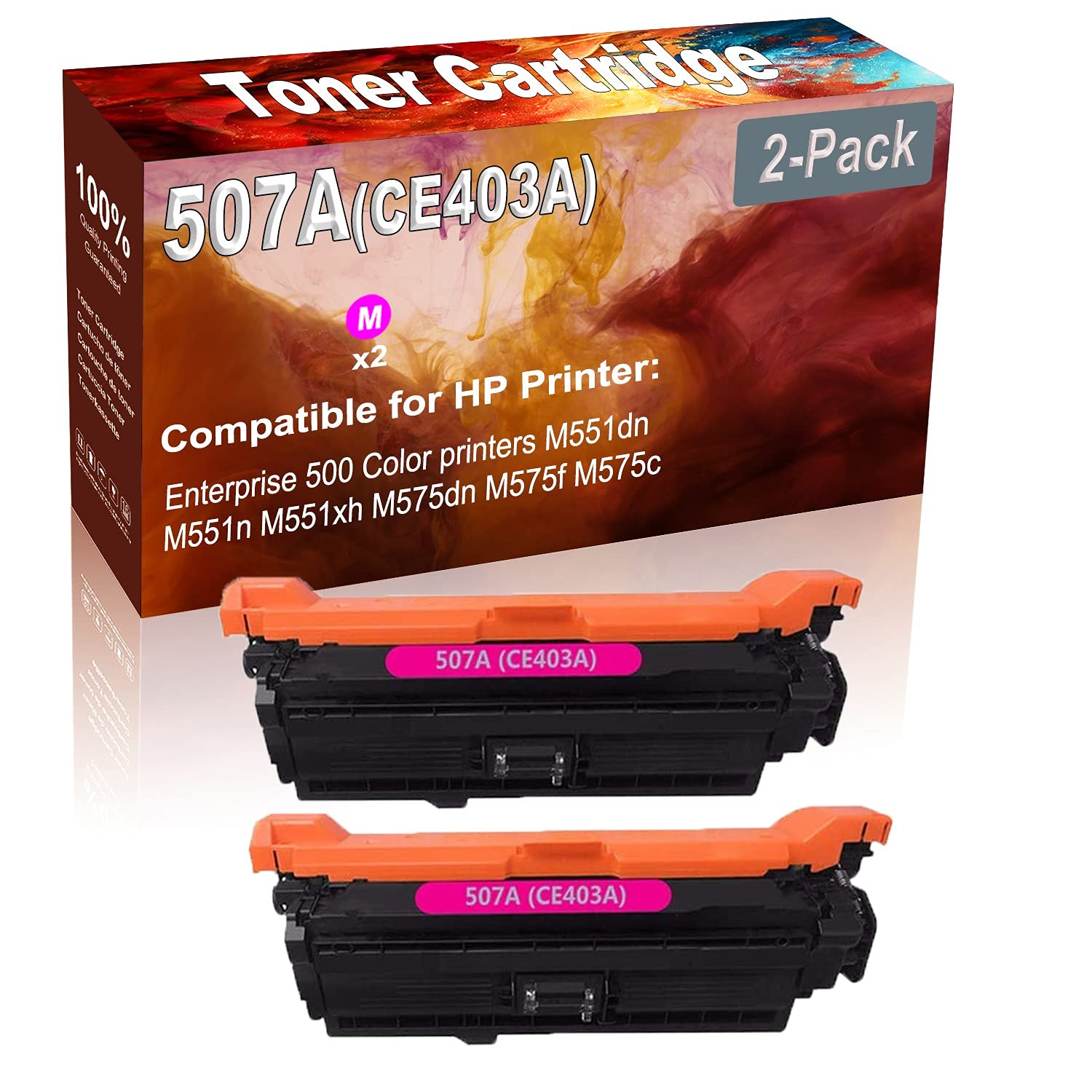 2-Pack High Yield 507A (CE403A) Compatible Toner Cartridge for HP M575dn/M575f/M575c Printers - Magenta Color | Office & Home Printing, Business Documents, Reports & Presentations
