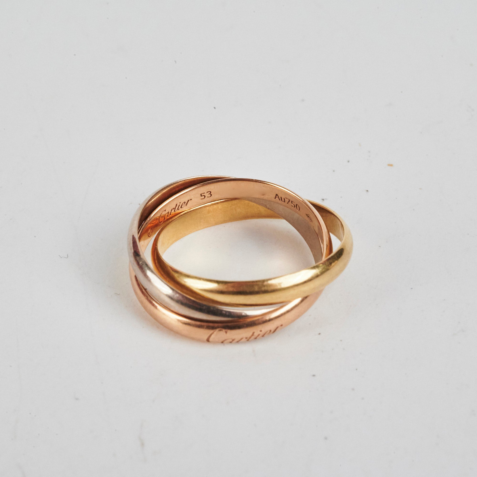 Cartier Trinity Ring 18K Gold Tri-Color Band Size 53 - Perfect for Engagements, Anniversaries & Luxury Gifts