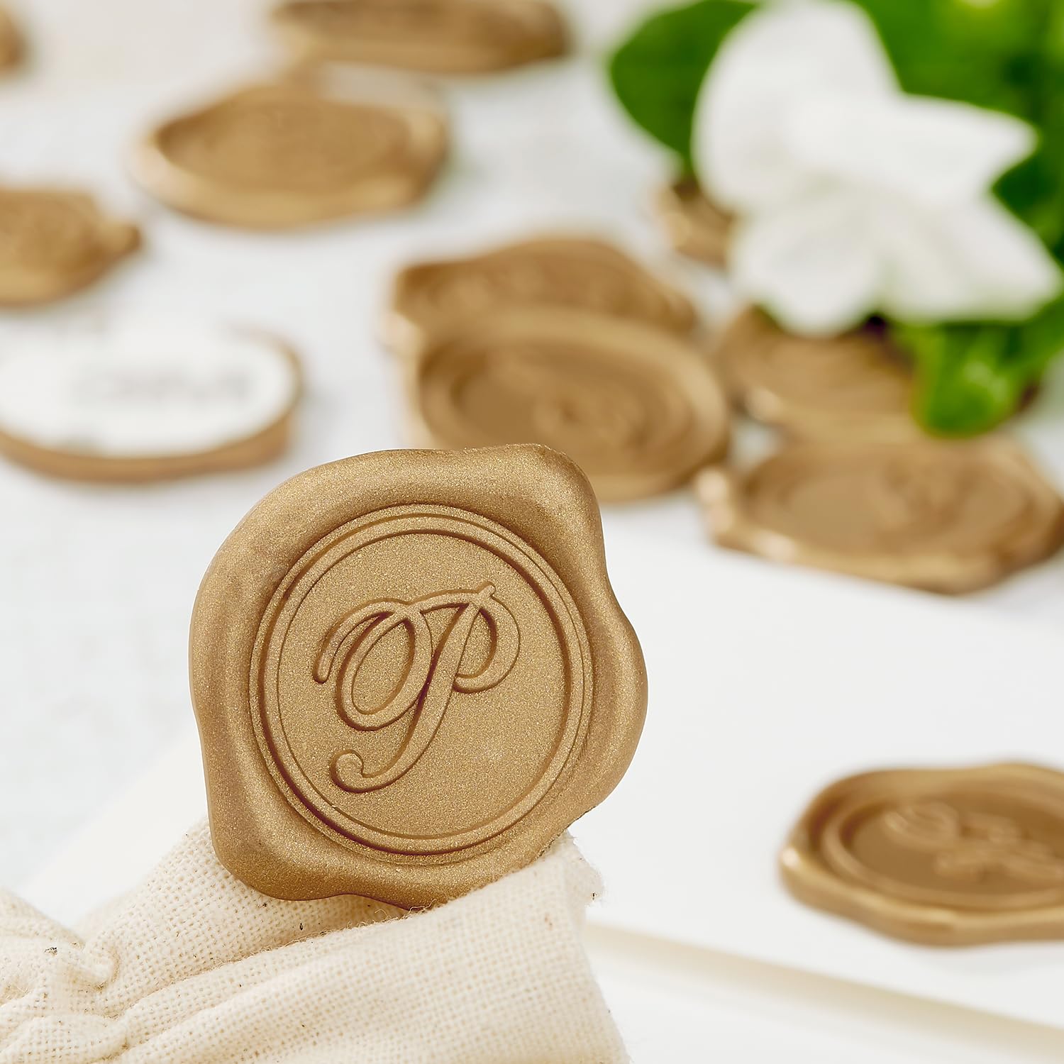 25-Pack Gold Alphabet Wax Seal Stickers - Self-Adhesive Letter P Wax Seals for Wedding Invitations, Envelopes & Stationery - Elegant Decorative Seals for DIY Crafts, Scrapbooking & Vintage Correspondence