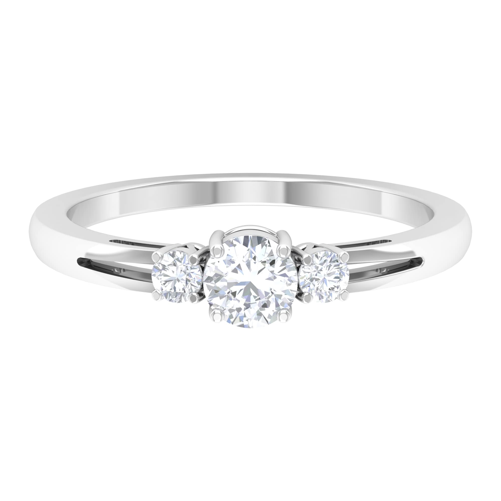 1/2 CT Round Cut Moissanite Three Stone Ring for Women - 14K Solid Gold Certified Moissanite Engagement Ring - Perfect for Weddings, Anniversaries & Special Occasions