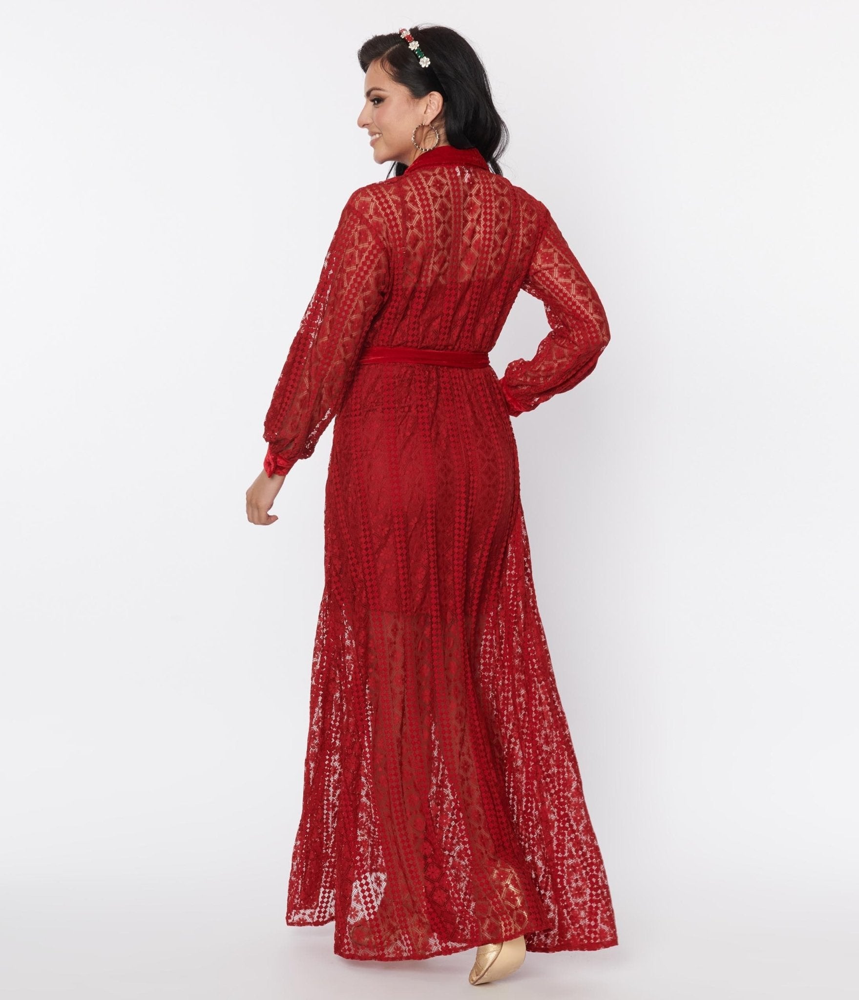 Vintage 1970s Burgundy Lace Blanche Maxi Shirtdress - Retro Elegant Long Sleeve Button Down Dress for Women, Perfect for Weddings, Parties & Special Occasions
