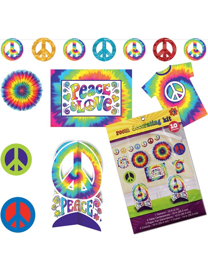 60s Room Decorating Kit - Vintage 1960s Wall Art & Decor Set for Retro Bedroom, Living Room, or Dorm - Perfect for Hippie Themed Parties & Boho Home Styling