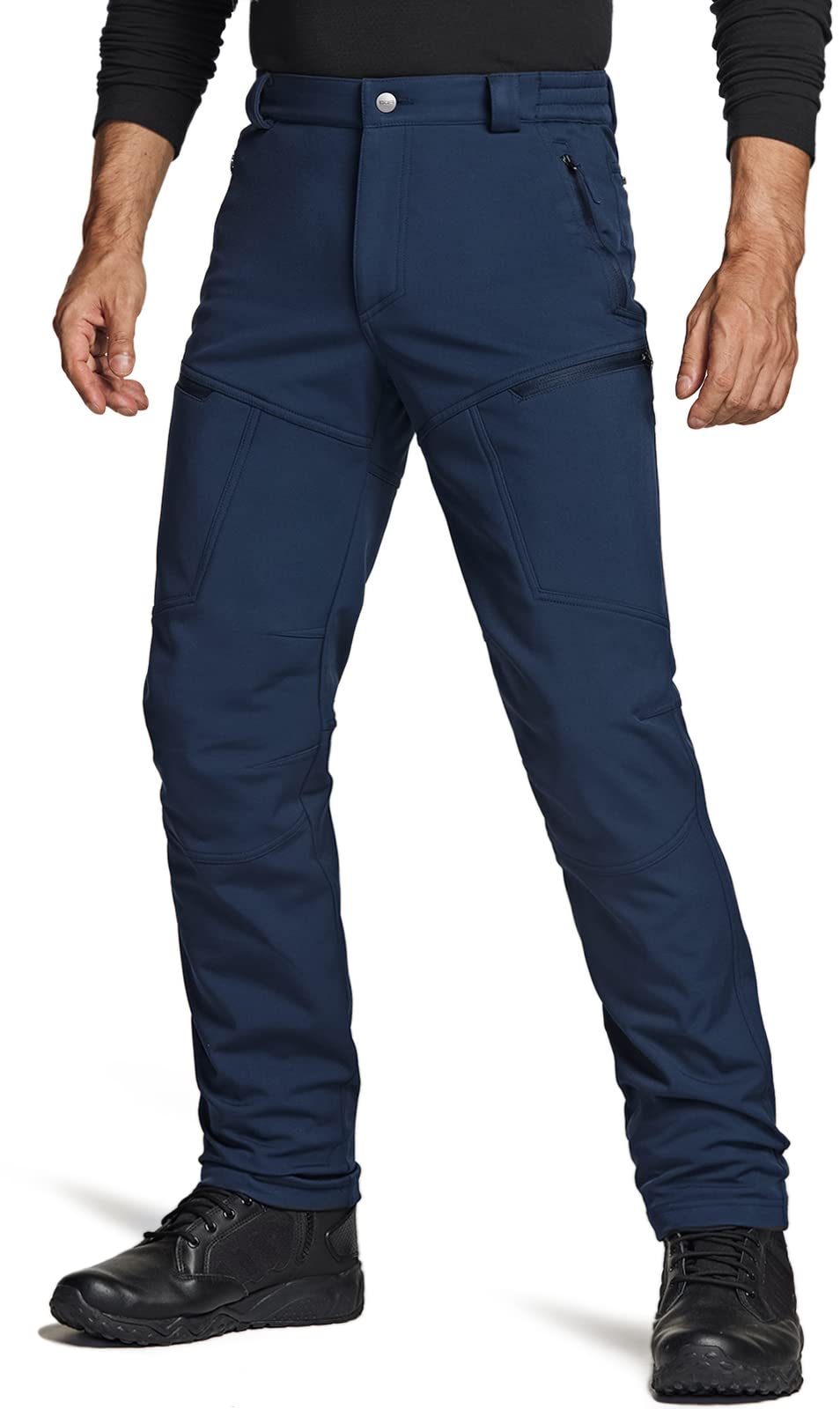CQR Men's Winter Tactical Pants - Fleece Lined Outdoor Cargo Pants for Snow Skiing & Hiking | Waterproof Cold Weather Work Pants for Hunting, Camping & Winter Sports