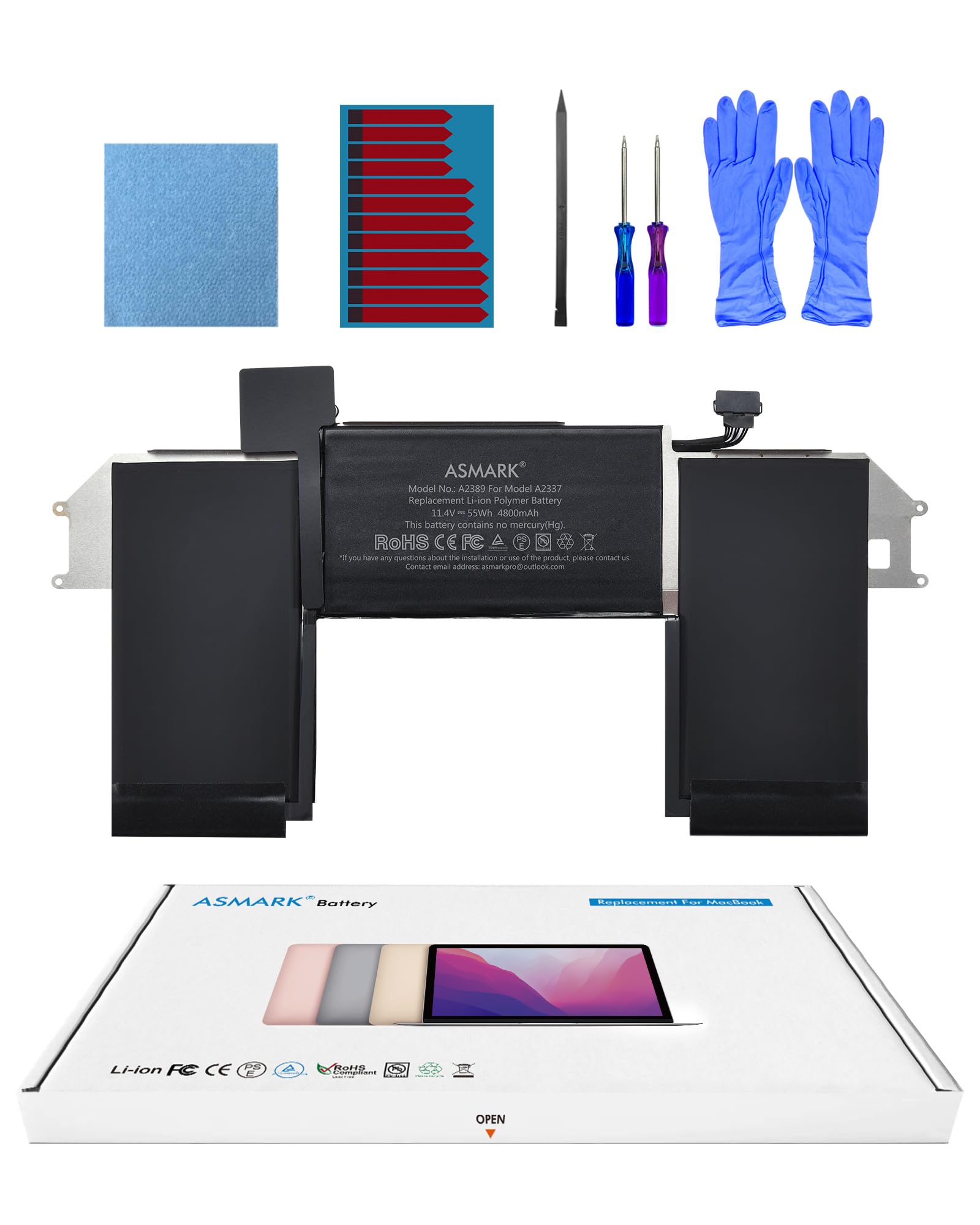 Original MacBook Air A2337 Battery Replacement for 13-inch 2020 M1 A2389 Model - Long Lasting Laptop Battery with Fast Charging - Perfect for Work, Travel & Remote Learning