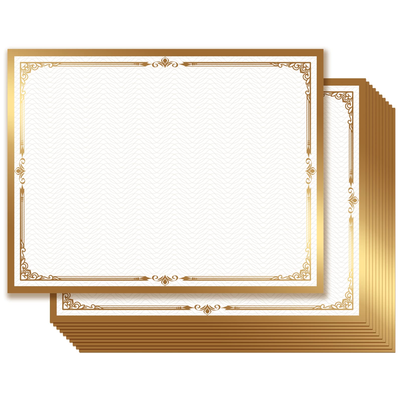 Premium Gold Foil Certificate Paper - 50 Blank Award Sheets for Diplomas, Recognition & Participation Awards - Laser & Inkjet Printer Friendly - 8.5x11 Inches - Perfect for School Ceremonies, Corporate Events & Graduation Awards