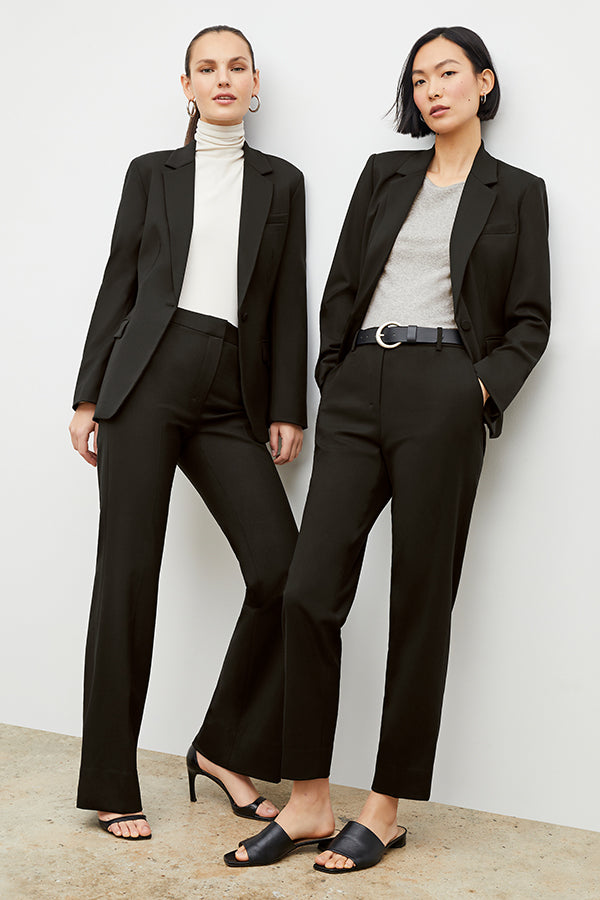 Mejia Washable Wool Twill Pants for Men & Women - Classic Black Trousers for Office, Travel & Casual Wear