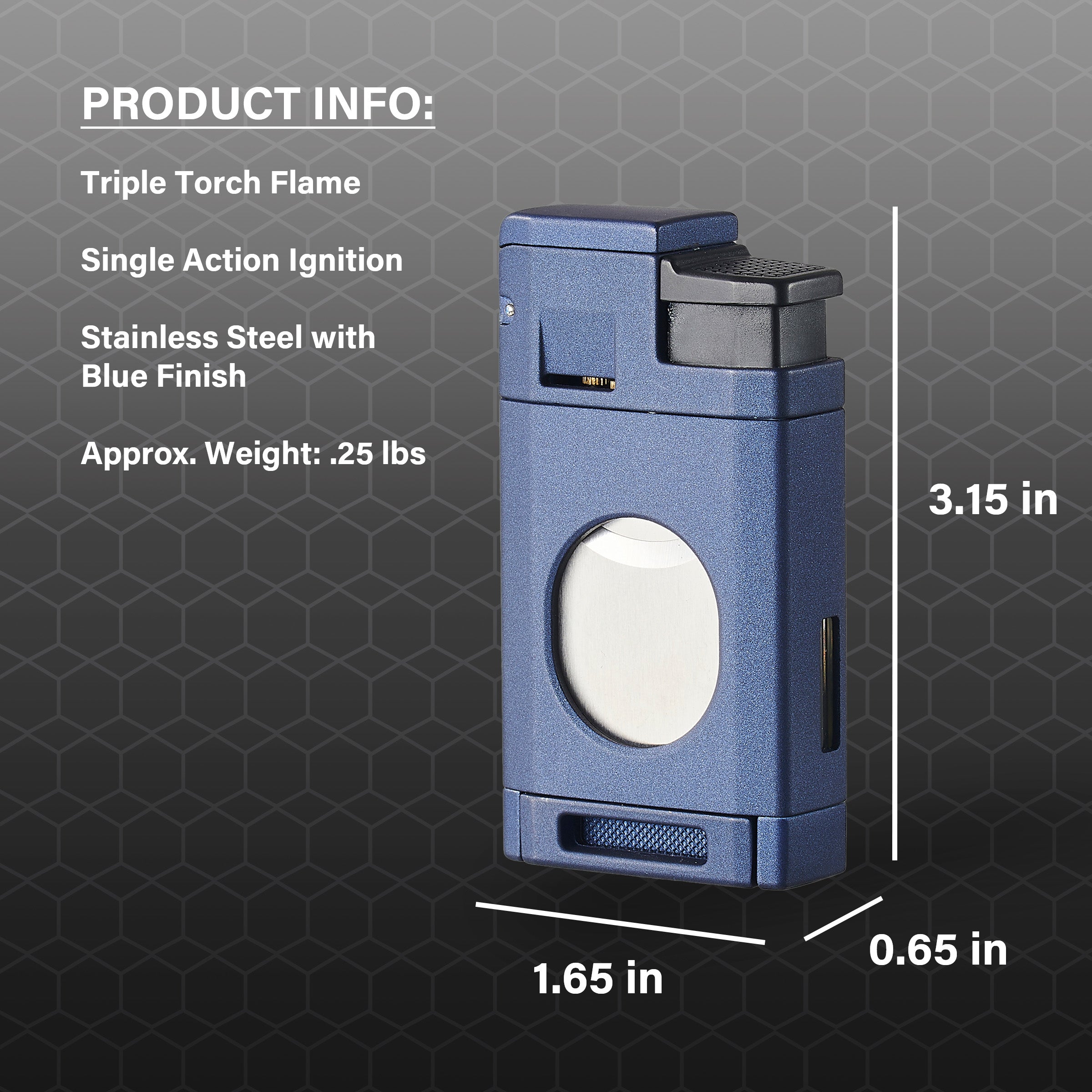 Visol LighCut Blue Triple Torch Flame Lighter & Cigar Cutter - Premium Windproof Butane Lighter for Cigars, Cigarettes & Outdoor Use - Perfect for Camping, BBQ & Travel Accessories