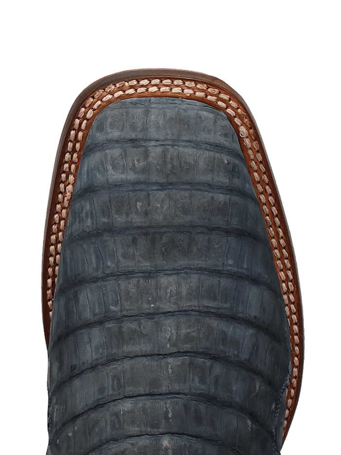 Dan Post DP5014 Men's LEON Caiman Square Toe Boots - Denim Blue Western Cowboy Boots for Riding, Country Fashion & Outdoor Work