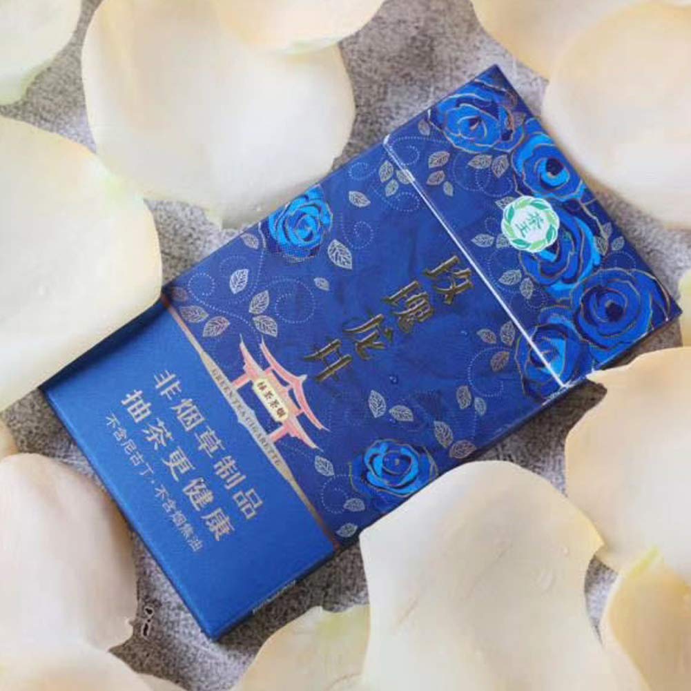 Organic Herbal Cigarettes - Nicotine Free & Smoke Free Green Tea Blend with Jasmine, Rose & Cherry Flavors (1 Pack, Blue Rose) | Relaxation Aid & Stress Relief for Yoga, Meditation & Mindful Moments