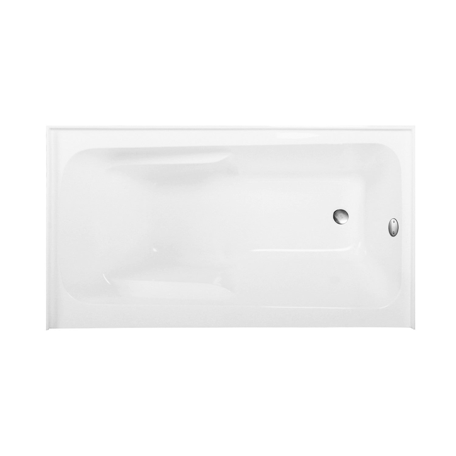 Aqua Eden 54 Inch Acrylic Rectangular 3 Wall Alcove Bathtub with Armrests - Right Hand Drain, Glossy White/Brushed Nickel Finish - Perfect for Modern Bathroom Renovations & Spa-Like Relaxation
