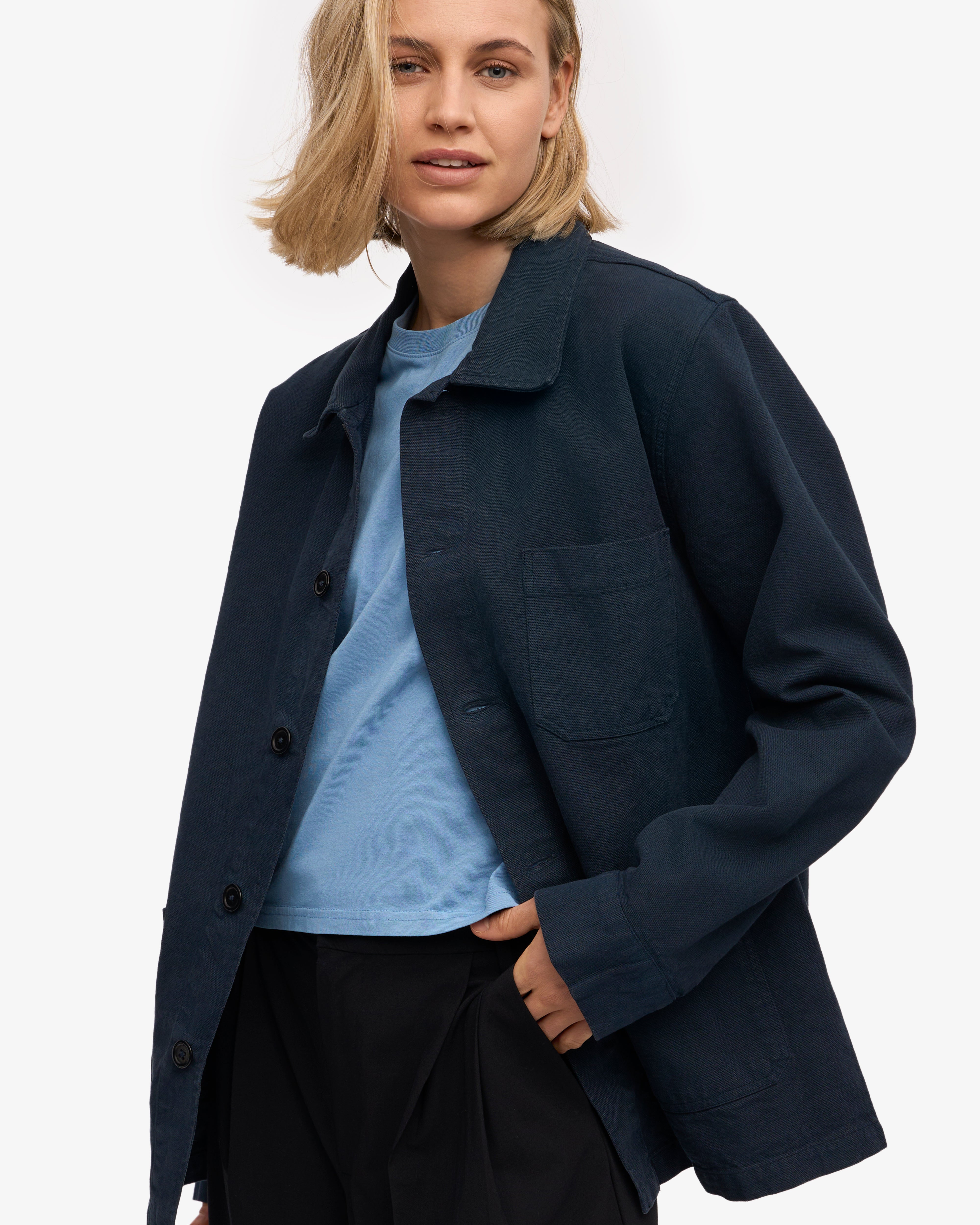 Premium Organic Cotton Workwear Jacket for Men & Women - Navy Blue | Durable & Comfortable for Construction, Farming & Outdoor Jobs