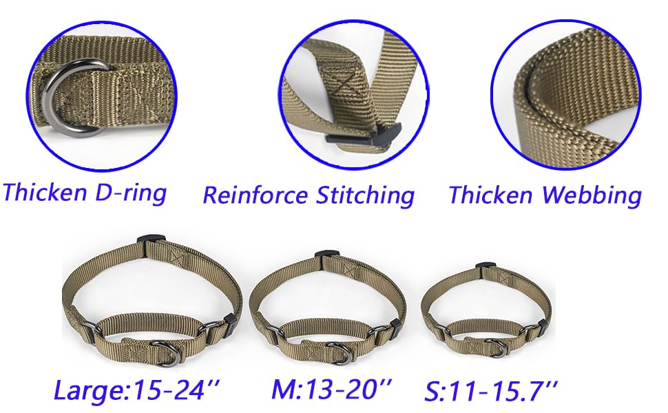 Premium Adjustable Nylon Martingale Dog Collar - No Escape Design for Small Dogs | Comfortable & Durable for Daily Walks, Training | Military Green | Small Size | Perfect for Outdoor Adventures & Obedience Classes
