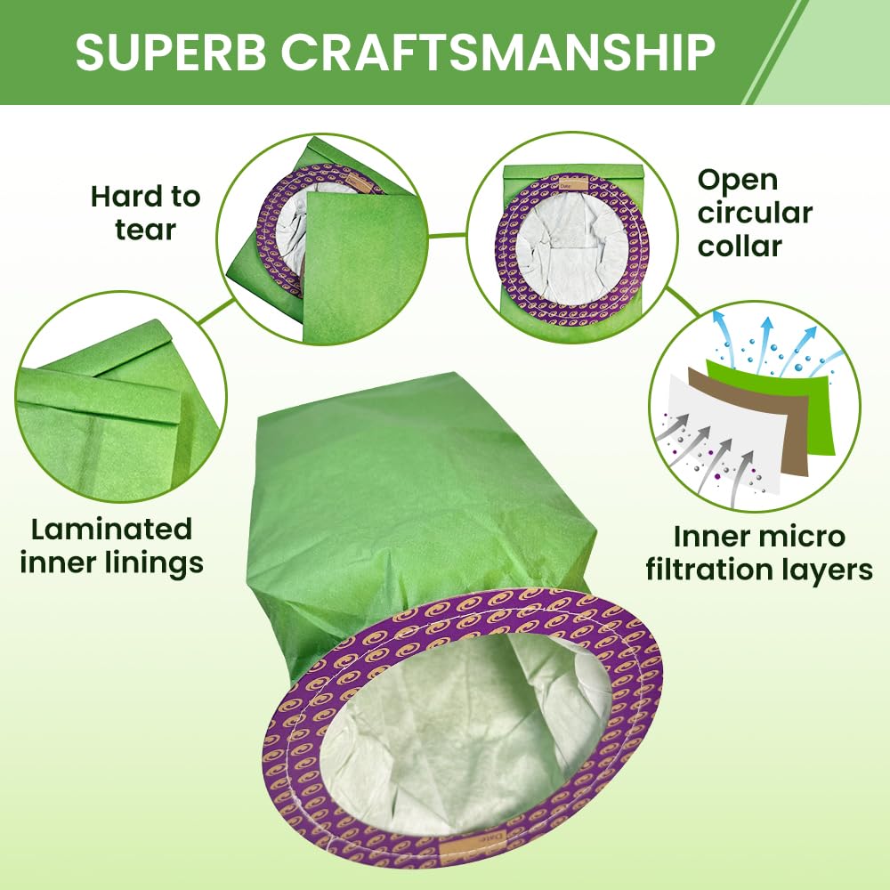 20 Pack 100331 Backpack Vacuum Bags - Compatible with ProTeam 10 QT Backpack Vacuum Cleaner, Replacement for Part #100331 Open Circular Collar - Ideal for Commercial Cleaning, Janitorial Services & Home Deep Cleaning