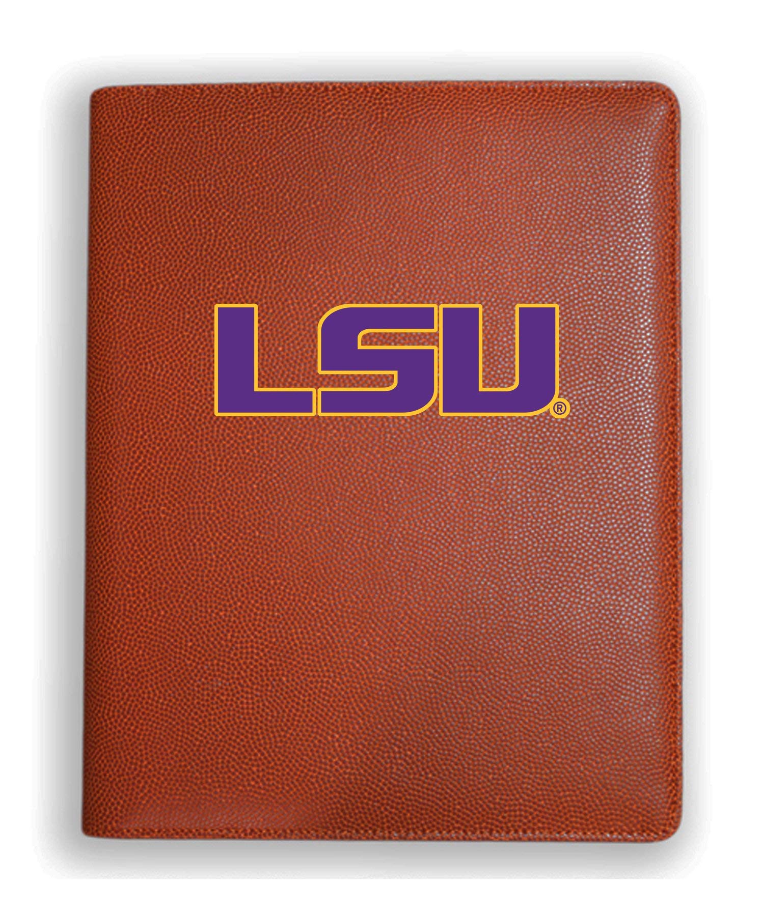 LSU Tigers Basketball Leather Portfolio Padfolio Notebook Planner - Genuine Basketball Material - Orange - Perfect for Office, School & Gifts for Sports Fans