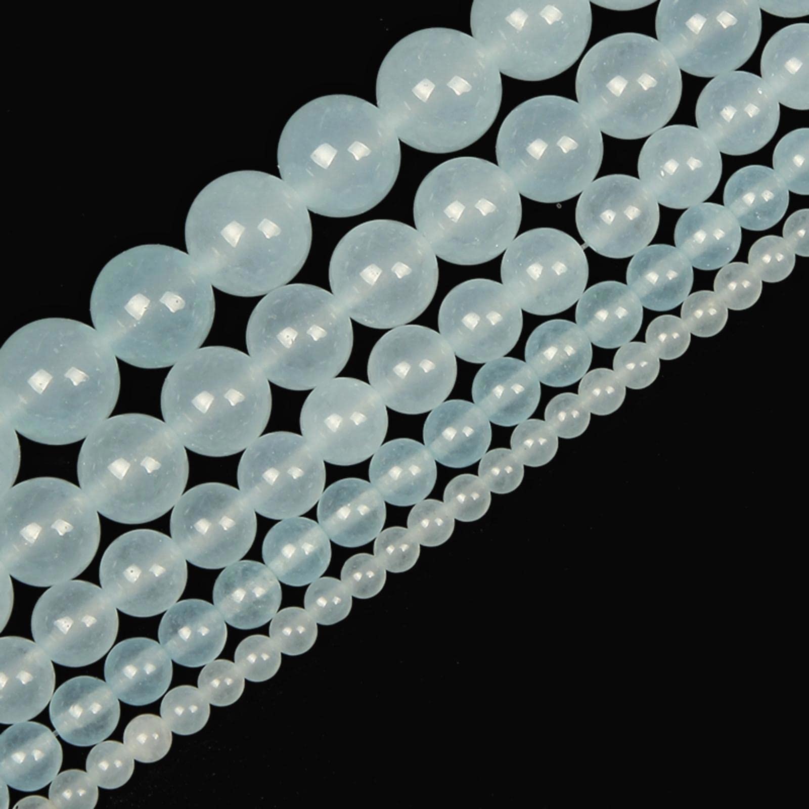 6mm Natural Light Aquamarine Chalcedony Round Loose Beads for Jewelry Making - DIY Bracelet, Necklace & Earrings - Energy Healing Gemstones for Meditation & Spiritual Gifts