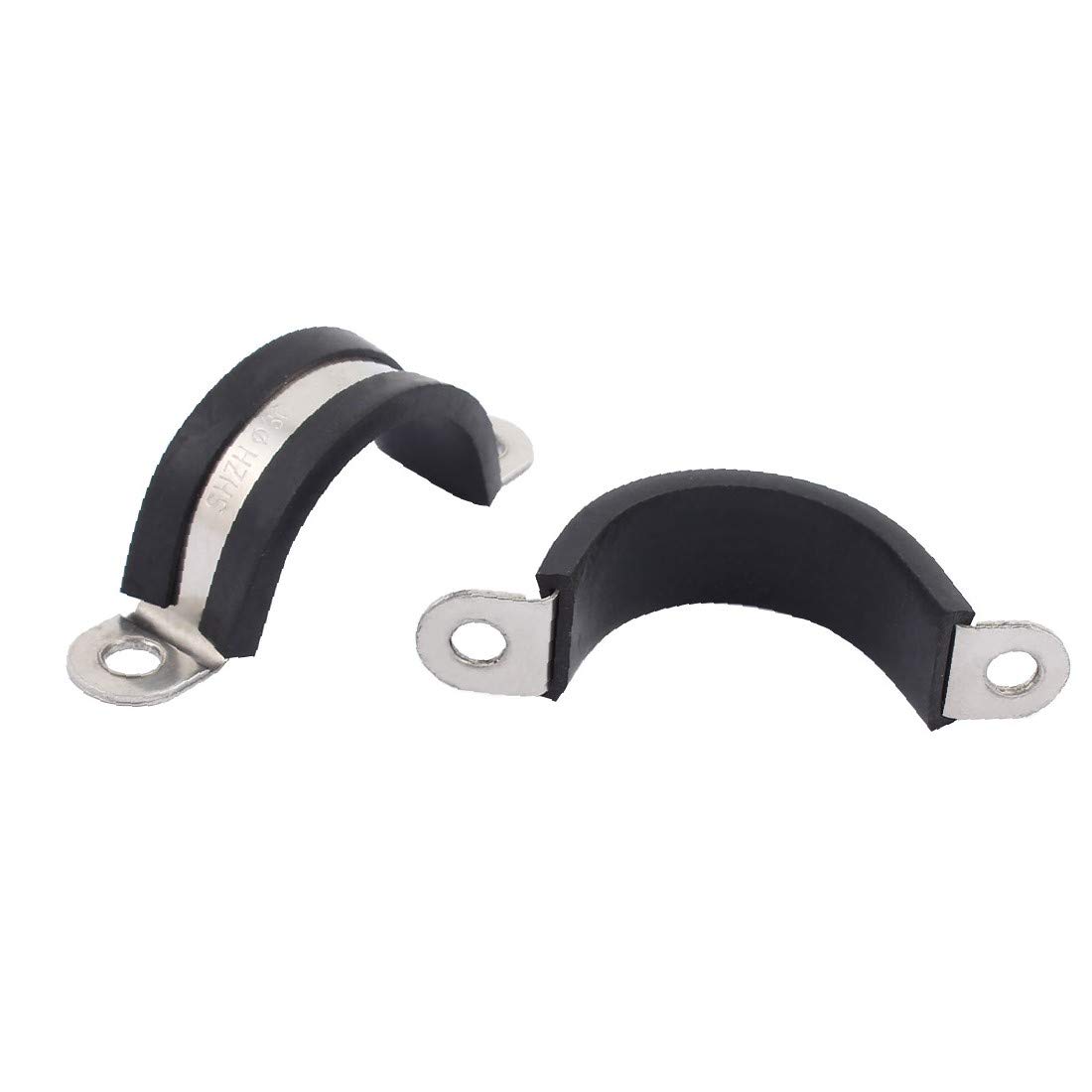X-DREE 2-Pack 30mm Diameter U-Shaped Stainless Steel Hose Clamps with Rubber Lining - Heavy Duty Pipe Clips for Automotive, Marine & Plumbing Applications