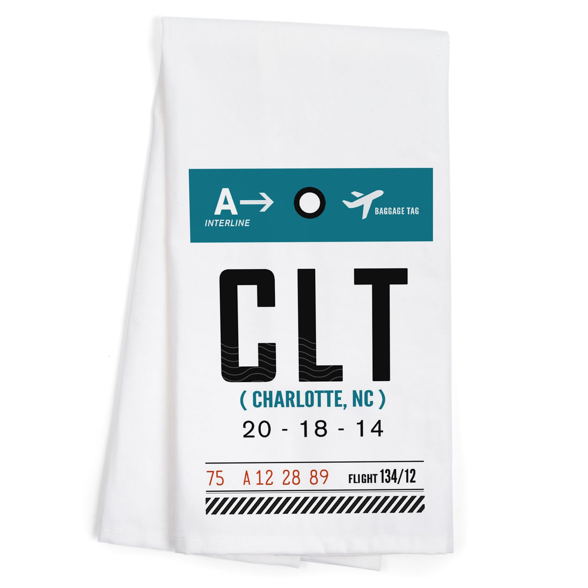 Lantern Press Charlotte North Carolina CLT Luggage Tag - 100% Cotton Tea Towel & Decorative Hand Towel for Kitchen, Home & Travel Accessories | Perfect for Gifts, Souvenirs & Everyday Use