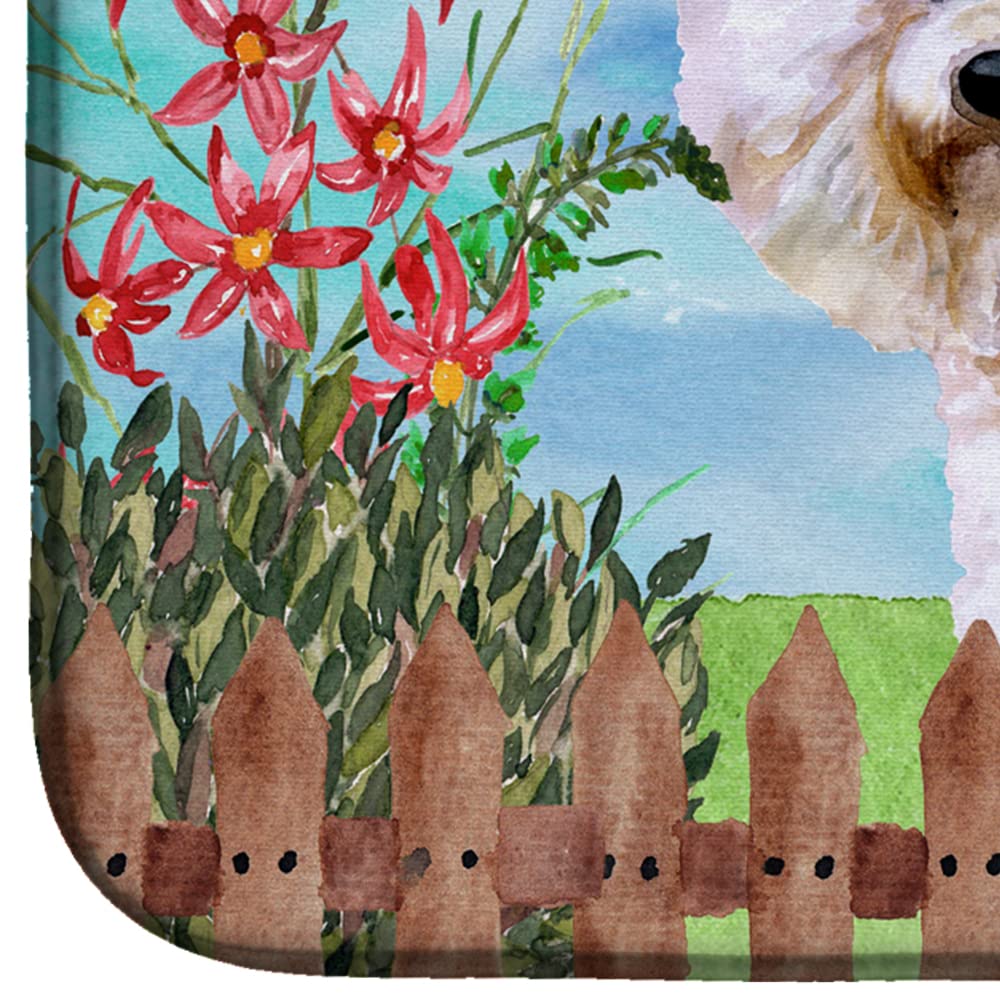 Bichon Frise Dish Drying Mat - Absorbent Kitchen Counter Pad, 14x21