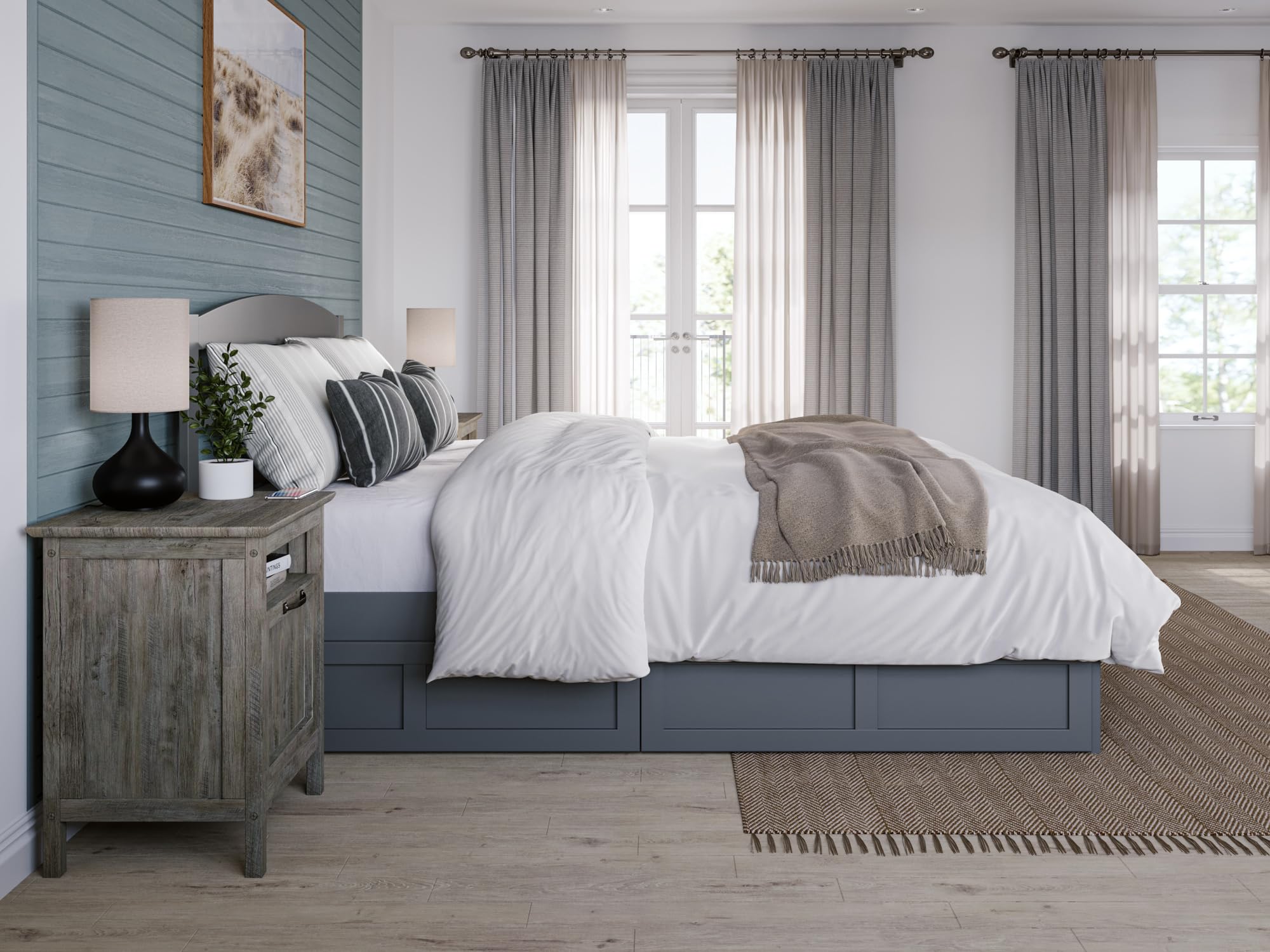 Warren Queen Platform Bed with Storage & USB Charger for Modern Bedrooms