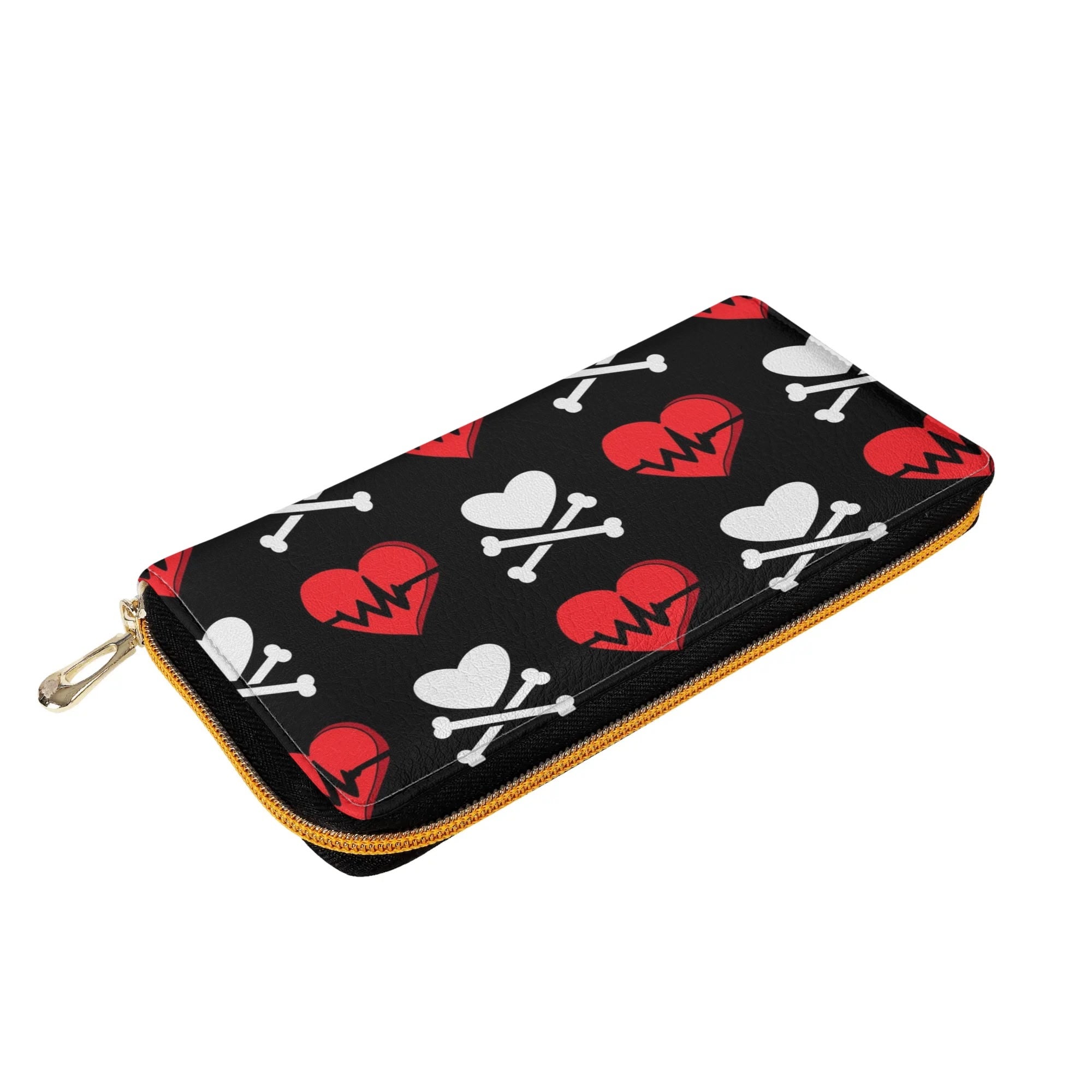 Heart & Heartbeats Genuine Leather Zipper Wallet - Stylish & Compact Purse for Women, Perfect for Everyday Use, Travel & Gift Giving