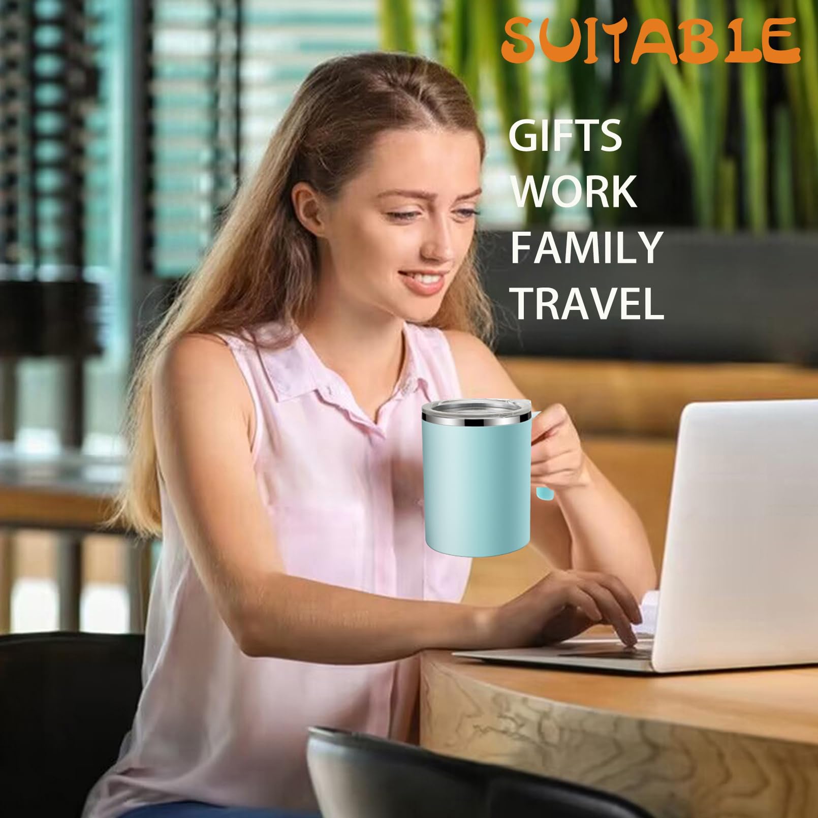 Self Stirring Mug - 350ml/12oz Stainless Steel Auto Mixing Cup for Coffee, Tea, Hot Chocolate & Milk - Perfect for Office, Kitchen, Travel & Home Use - Ideal Gift (Green) - Enjoy Hands-Free Stirring While Working, Cooking or Relaxing