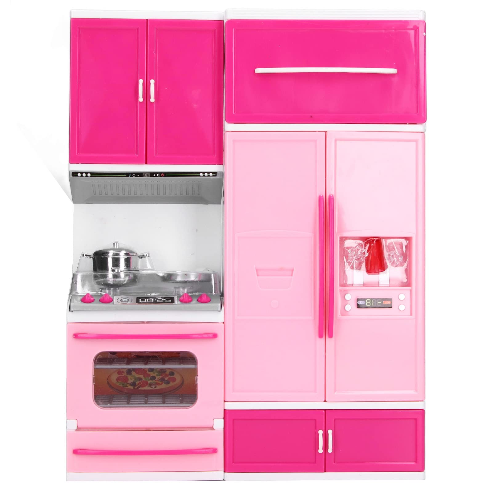 Agatige 2 in 1 Mini Fridge & Oven Toy Set - Realistic Doll Kitchen Playset for Toddlers & Kids - Pretend Play for Girls & Boys - Perfect for Role Play, Birthday Gifts & Early Learning Development