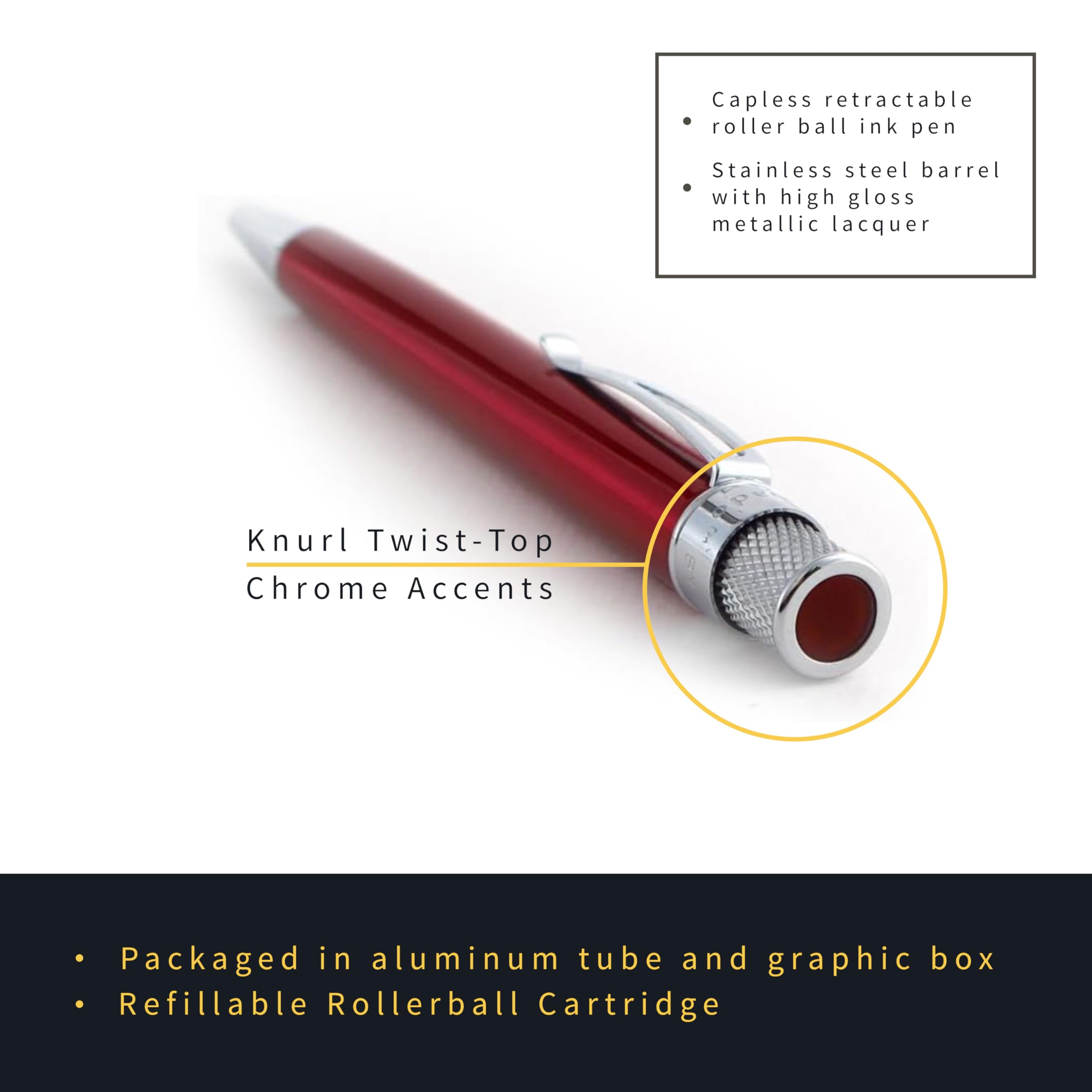 Tornado™ Classic Lacquer Red Rollerball Pen - Premium Writing Instrument for Office, School & Gift Giving - Smooth Ink Flow for Everyday Use