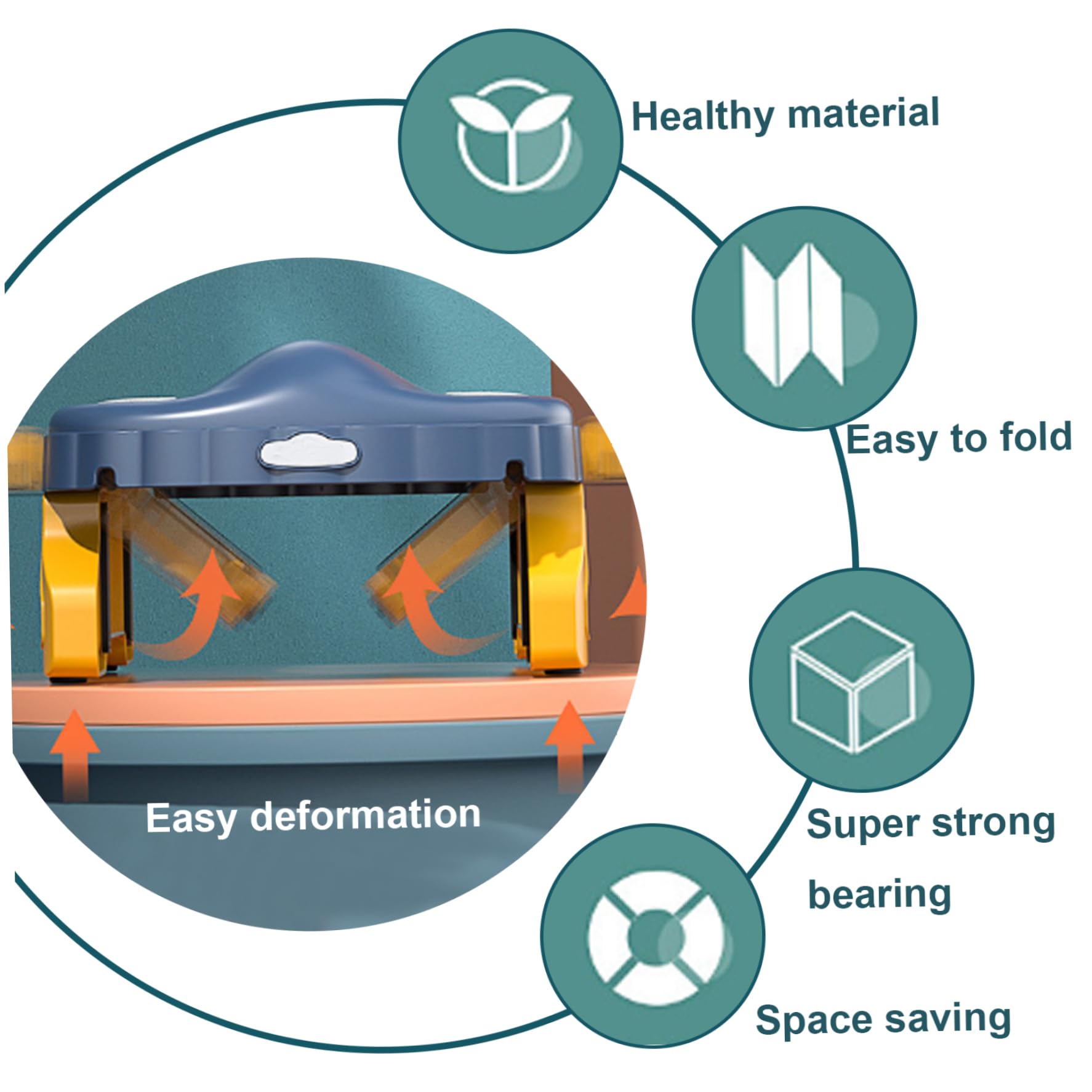 2-in-1 Foldable Travel Potty for Toddlers - Portable Toilet Training Seat with Easy Clean Design for Indoor & Outdoor Use - Perfect for Car Trips, Camping & Home Potty Training (Blue)