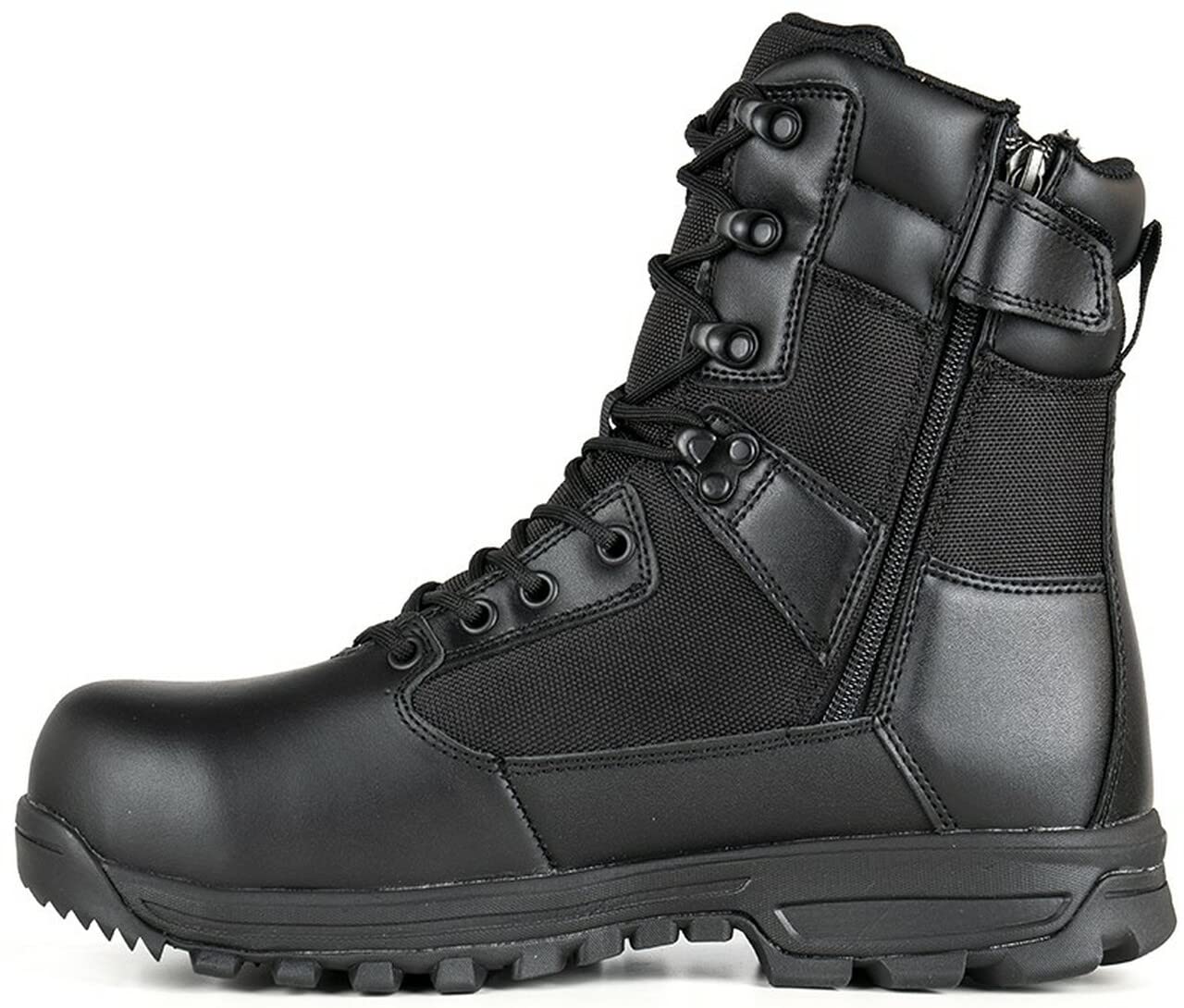 LAPG Men’s Sector 8” Waterproof Tactical Boots - Side-Zip Duty & Combat Shoes for Hiking, Breathable Comfortable Work Boots for Outdoor, Military, Police & Security Use