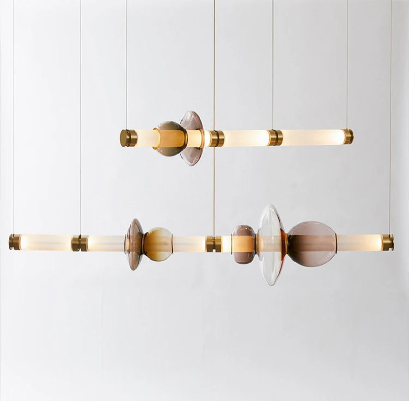 Stellar Orbit Linear LED Minimalist Pendant Light - Modern Dimmable Hanging Fixture for Kitchen Island, Dining Room & Bedroom Lighting