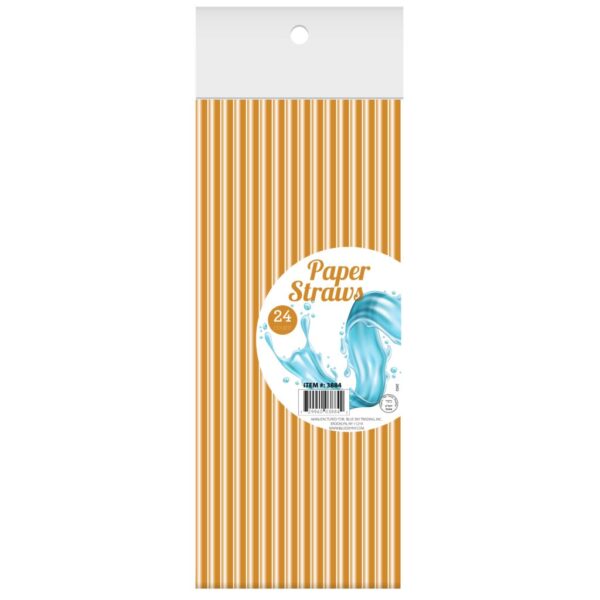 24 Pack Gold Paper Straws - Eco-Friendly Disposable Drinking Straws for Parties, Weddings, and Home Use
