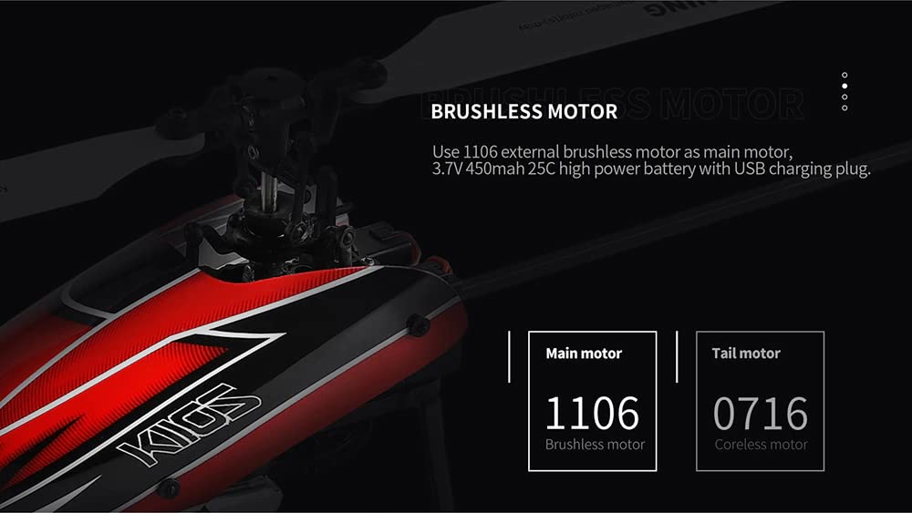 WLTOYS XKS K110s RC Helicopter - 2.4G 6CH 3D/6G System, Brushless Motor, BNF Quadcopter Drone for Kids & Adults - Perfect for Indoor Flying, Backyard Fun & Beginner RC Training (K110S 3B)