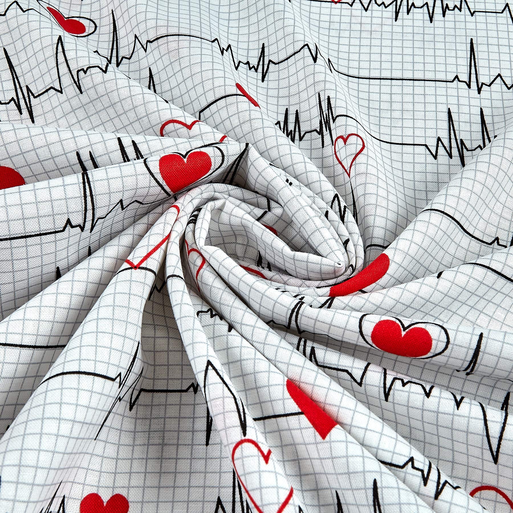 Windham Quilt Fabrics - Calling All Nurses Heartbeat White Quilt Fabric by The Yard - Perfect for Nursing Themed Quilts, Scrubs & Medical Apparel DIY Projects