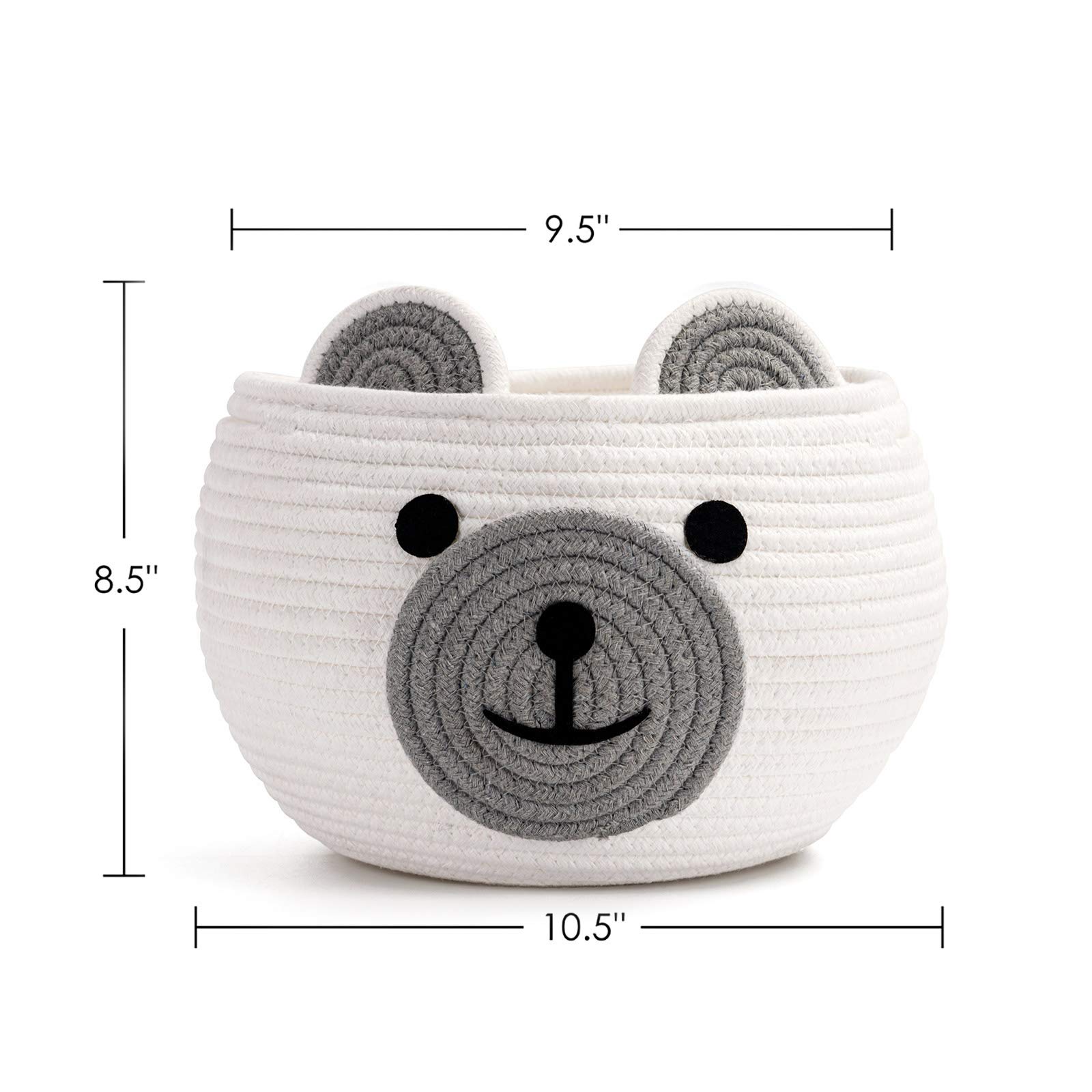 Cotton Rope Baby Basket for Nursery - Bear Gift Basket for Kids - Baby Shower Basket with Handles - Home Decor