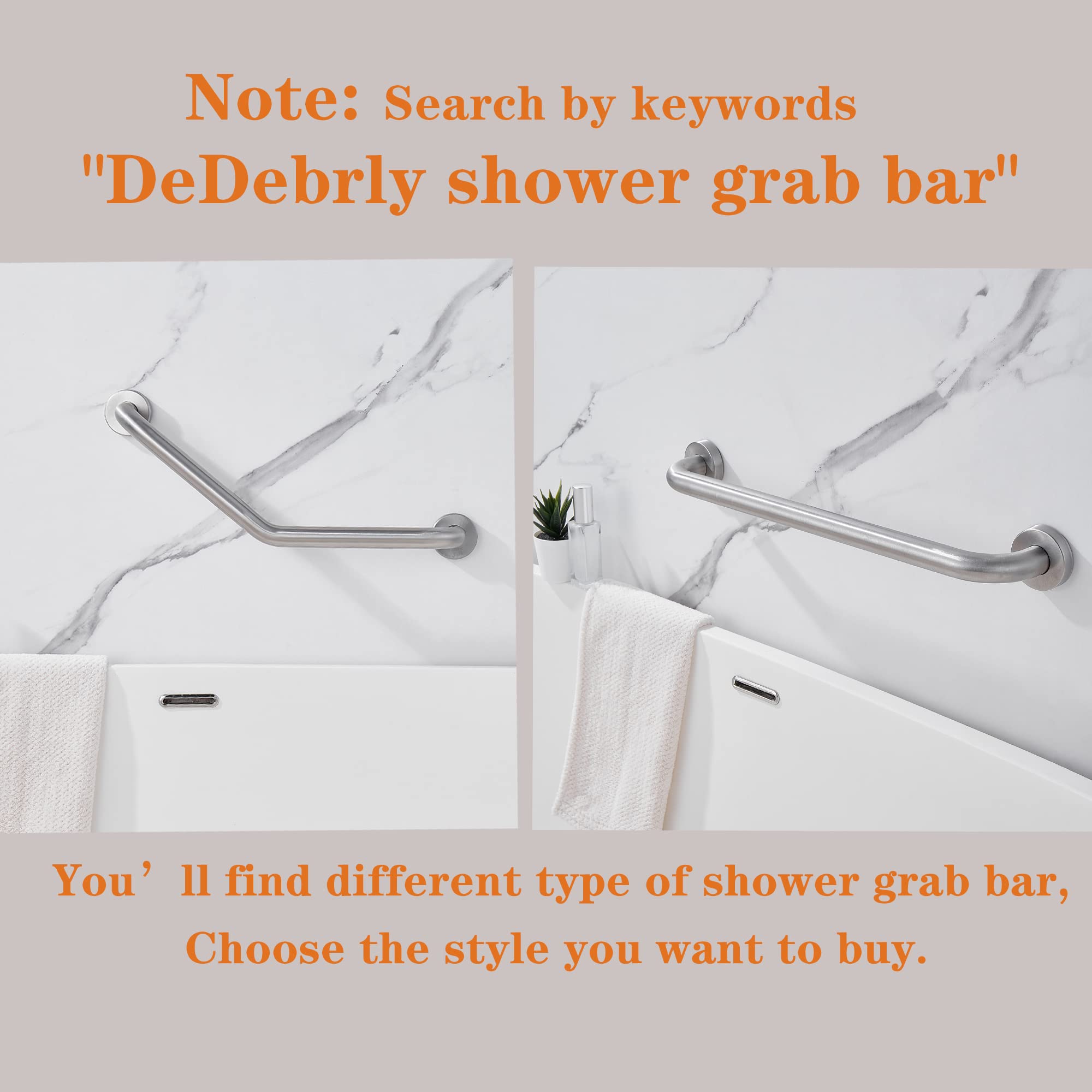 18.5-Inch Stainless Steel Shower Grab Bar - 135° Angled Wall-Mounted Bathroom Safety Rail for Elderly & Disabled - Non-Slip Bathtub Hand Support for Fall Prevention (White) - Ideal for Seniors, Post-Surgery Recovery & Accessible Bathrooms