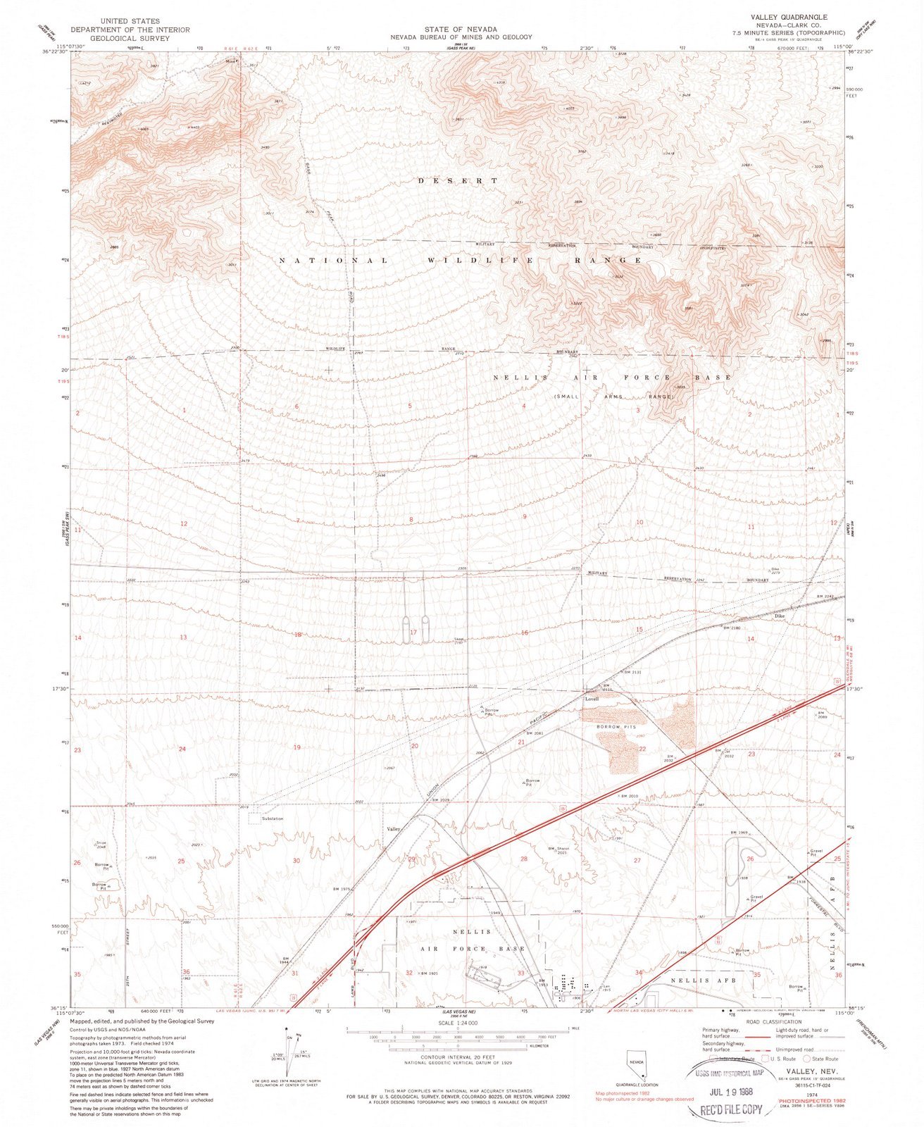 1974 Valley, Nevada USGS Historical Topographic Map - 44x55 Inch Vintage Wall Art Decor - Perfect for Home Office, Living Room & Man Cave