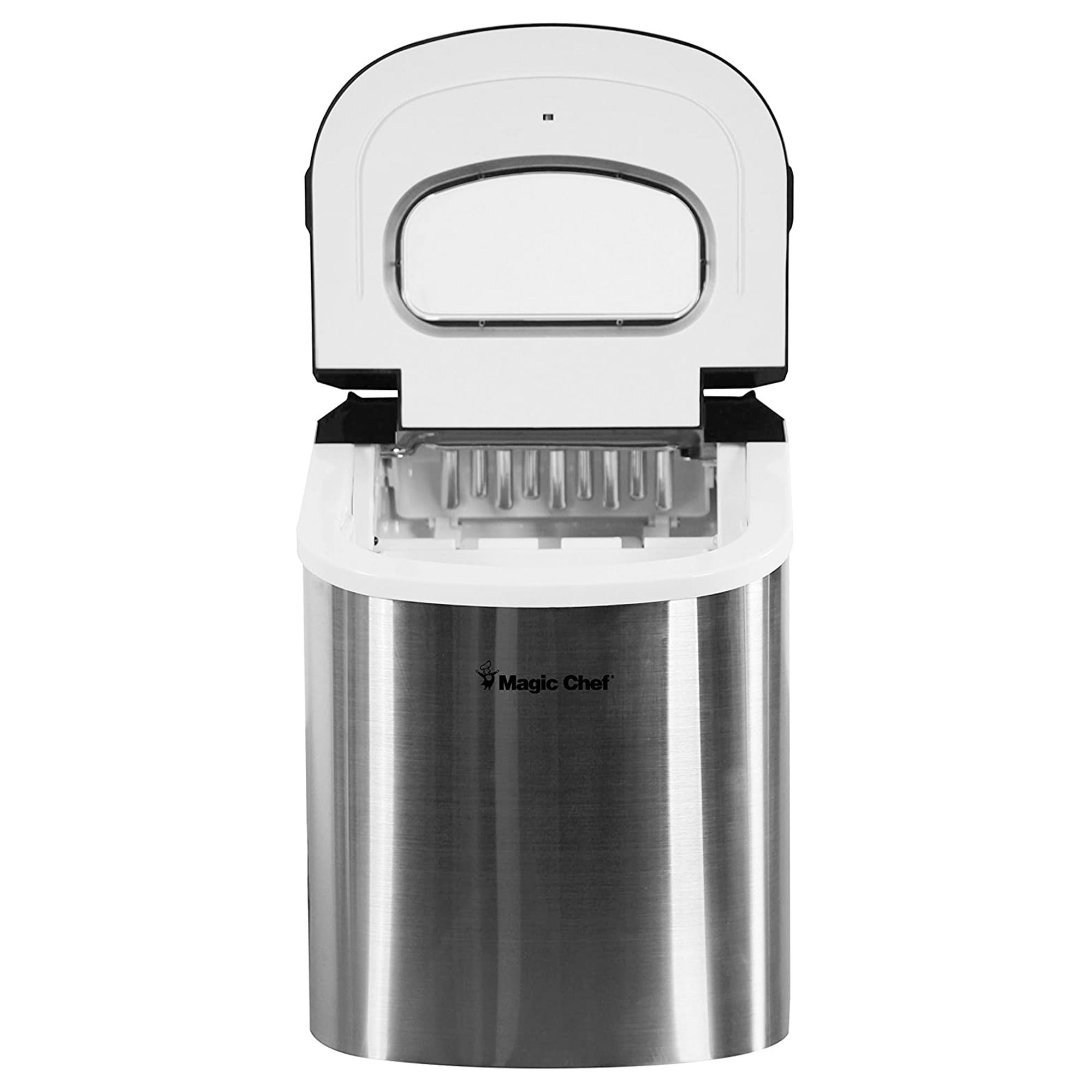 Magic Chef Portable Countertop Ice Maker - 27lb Capacity Stainless Steel Small Ice Machine for Kitchen, Home Bar & Parties | Perfect for Cocktails, Beverages & Outdoor Gatherings