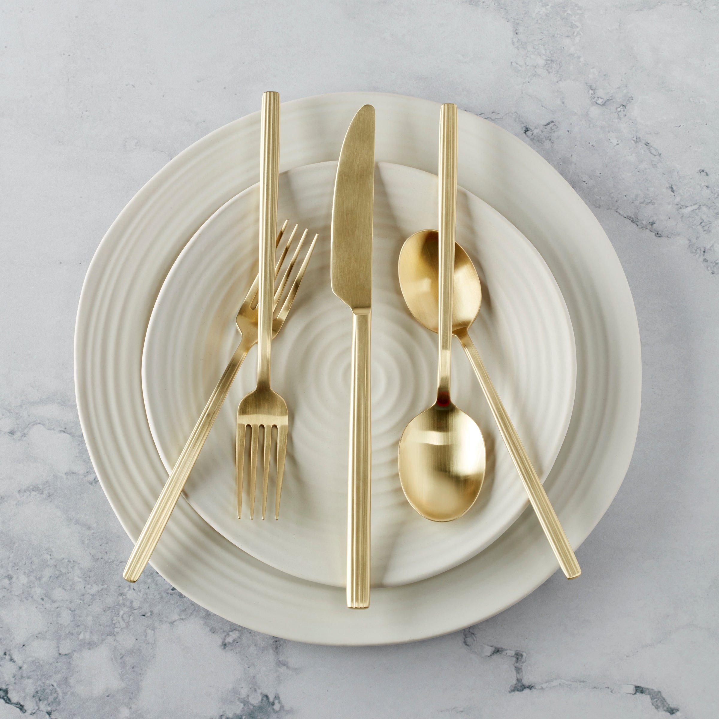Dean Champagne Satin 20-Piece Flatware Set - Elegant Stainless Steel Cutlery Set for Dining, Wedding, Parties & Home Entertaining