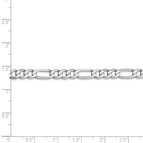 14K White Gold 5.5mm Flat Figaro Chain Bracelet for Men - 8 Inch Luxury Jewelry Gift for Birthday, Anniversary & Special Occasions