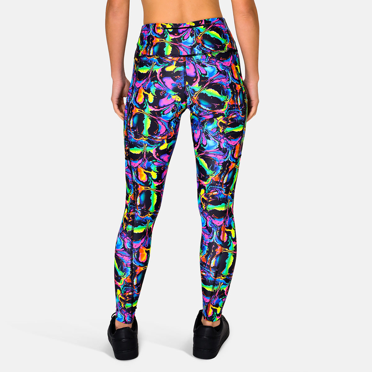 Glow in The Dark Liquid Leggings for Women - High Waist Yoga Pants with Reflective Design - Perfect for Night Running, Rave Parties & Fitness Workouts