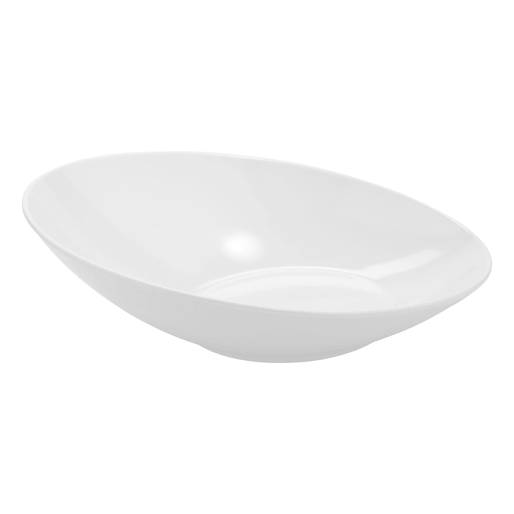 G.E.T. B-797-W White 1 Quart Angled Oval Cascading Serving Bowl - Perfect for Salads, Snacks, Pasta, Fruit & Entertaining - Elegant Tableware for Dinner Parties, Buffets & Home Decor