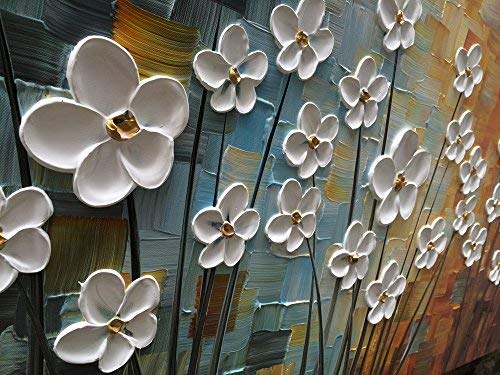 YaSheng Art - 3D Flowers Oil Painting on Canvas, Abstract Wall Art for Modern Home Decor, Hand Painted Ready to Hang (24x48 Inch) - Perfect for Living Room, Bedroom & Office Spaces